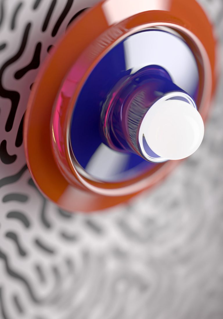 Keramik-Wandleuchte VOILÀ orange mit Kobalt