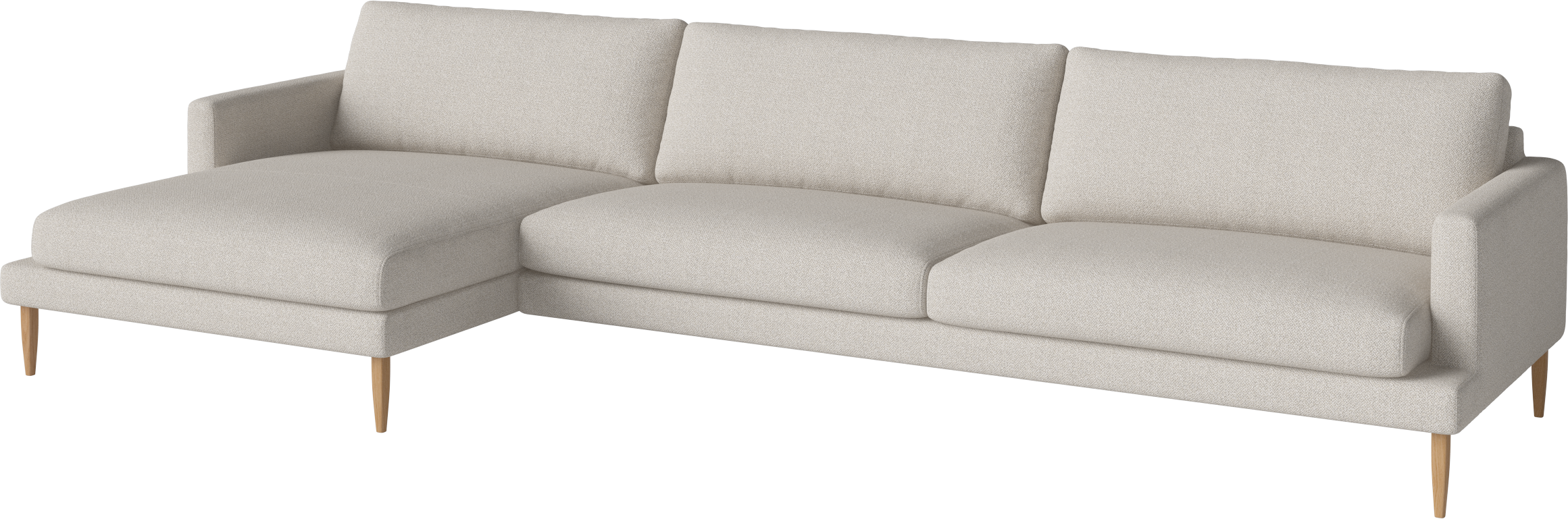 Links hoekbank VENEDA SLIM met eiken basis