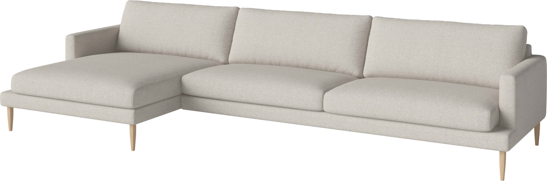 Links hoekbank VENEDA SLIM met gebleekte basis