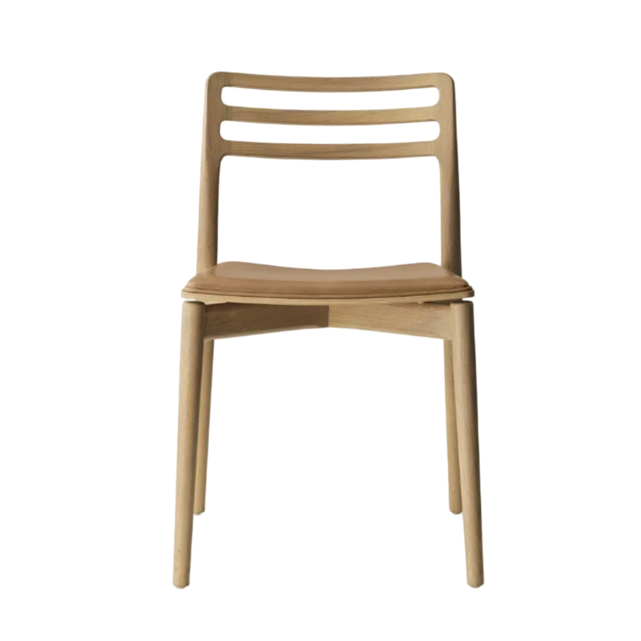 CABIN Chair in Caramel Leather with Light Oak Base