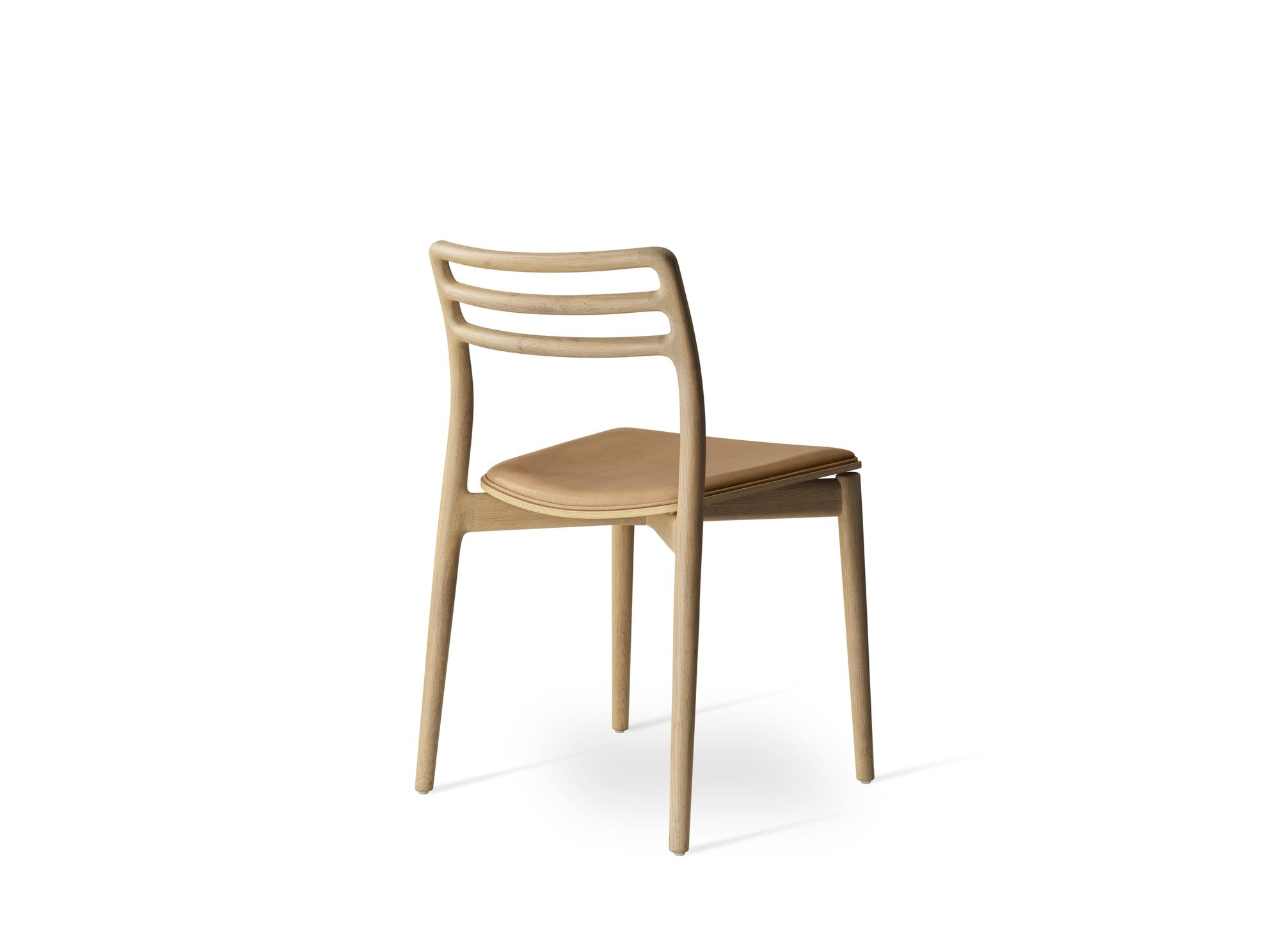 CABIN Chair in Caramel Leather with Light Oak Base