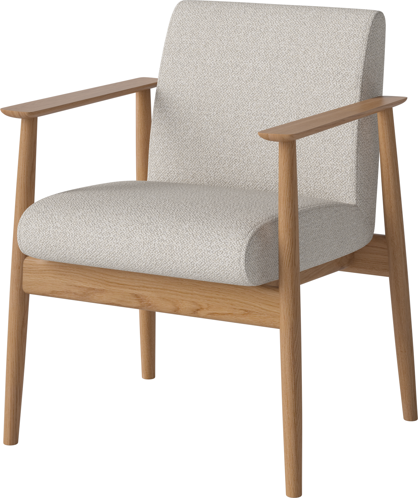 VISTI fauteuil met armleuningen, eikenhouten basis