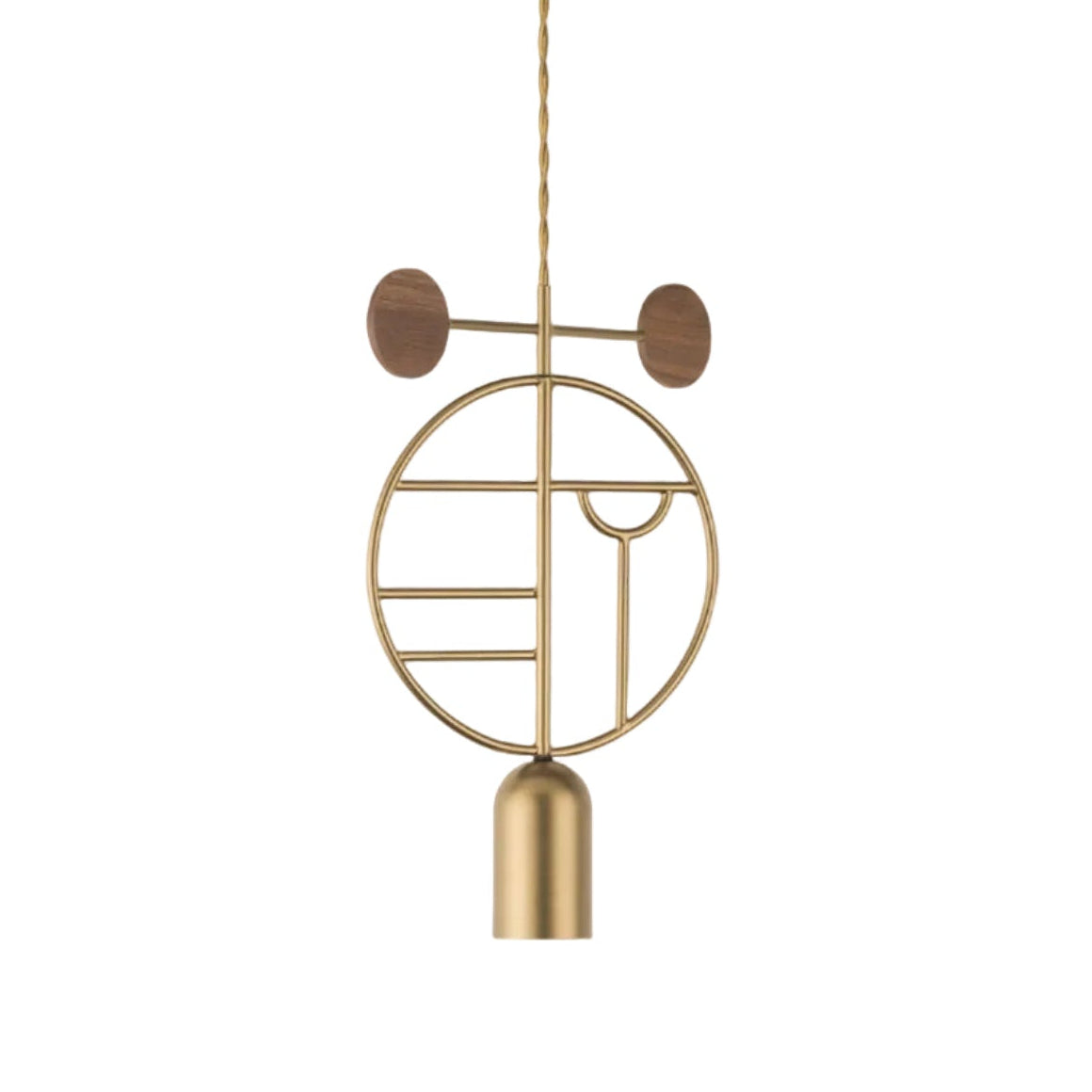 Hanglamp WOODEN DOTS WD06 messing met notenhout