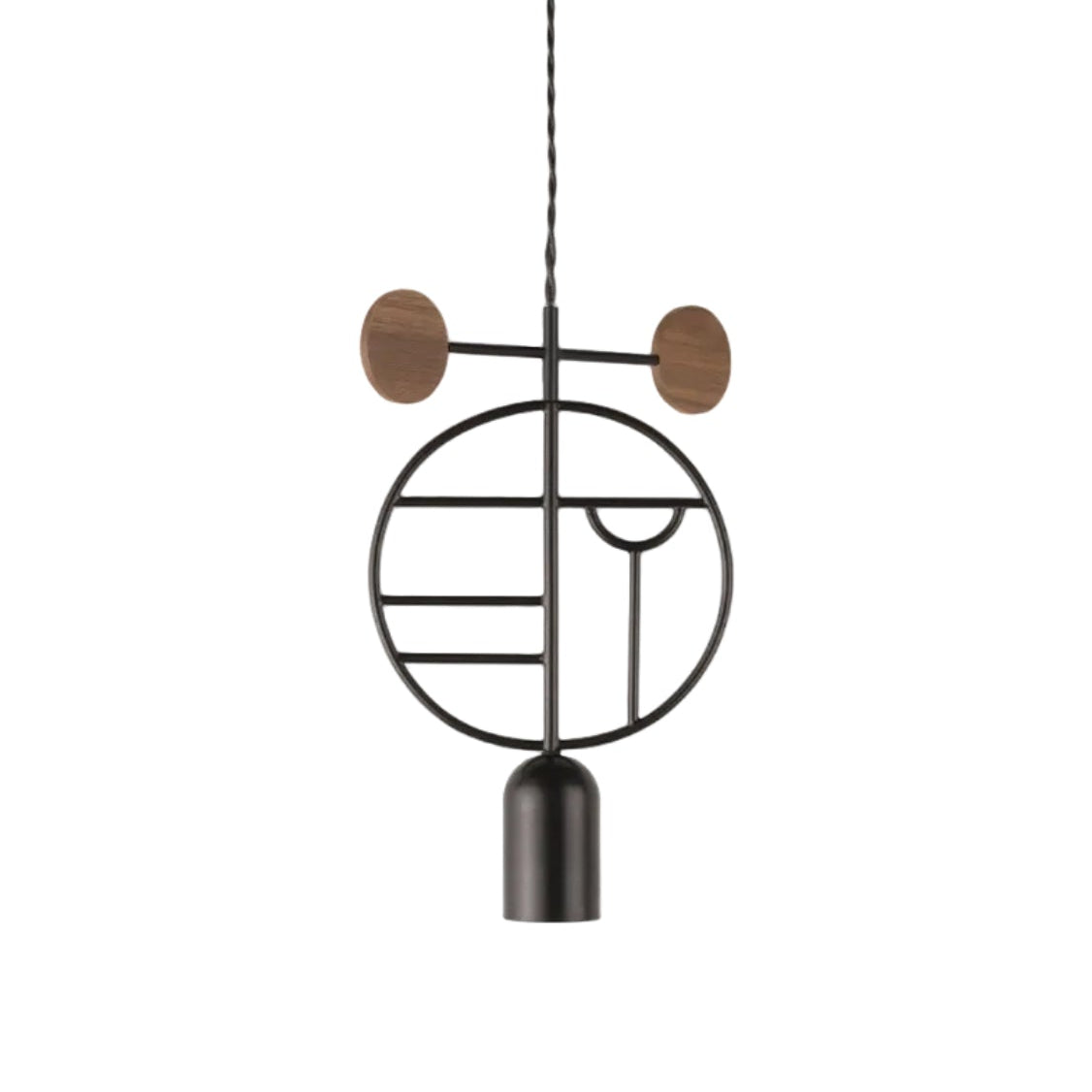 Hanglamp WOODEN DOTS WD06 grafiet met notenhout