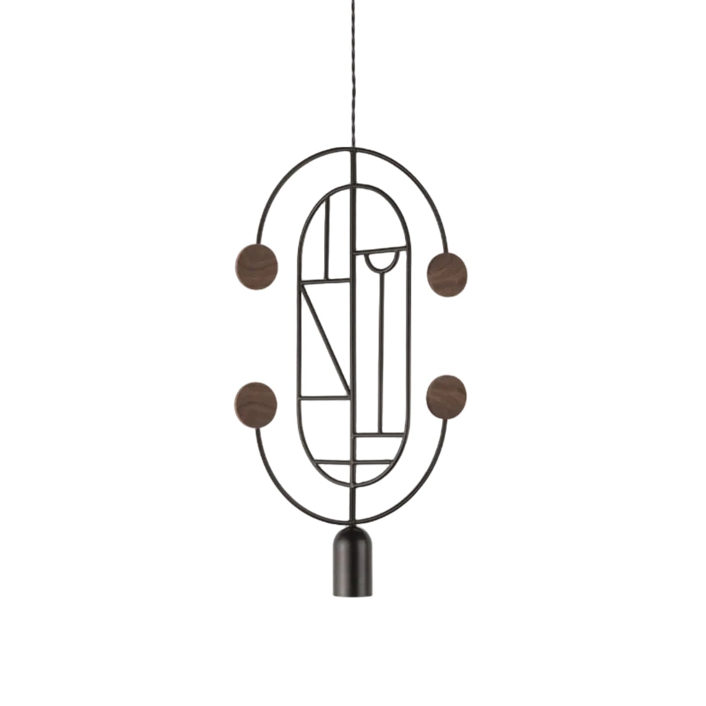 Hanglamp WOODEN DOTS WDS04 grafiet met notenhout