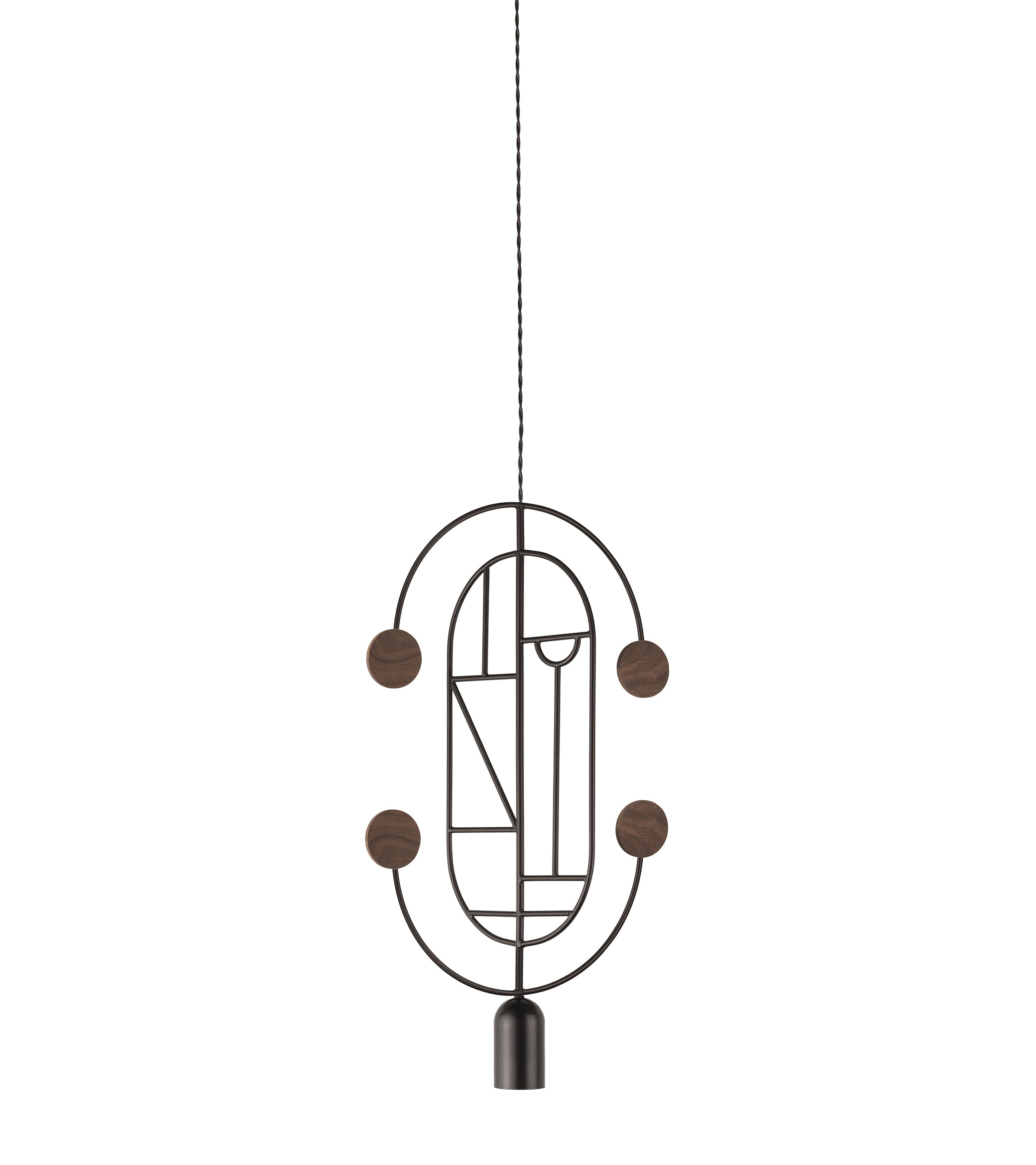 Hanglamp WOODEN DOTS WDS04 grafiet met notenhout