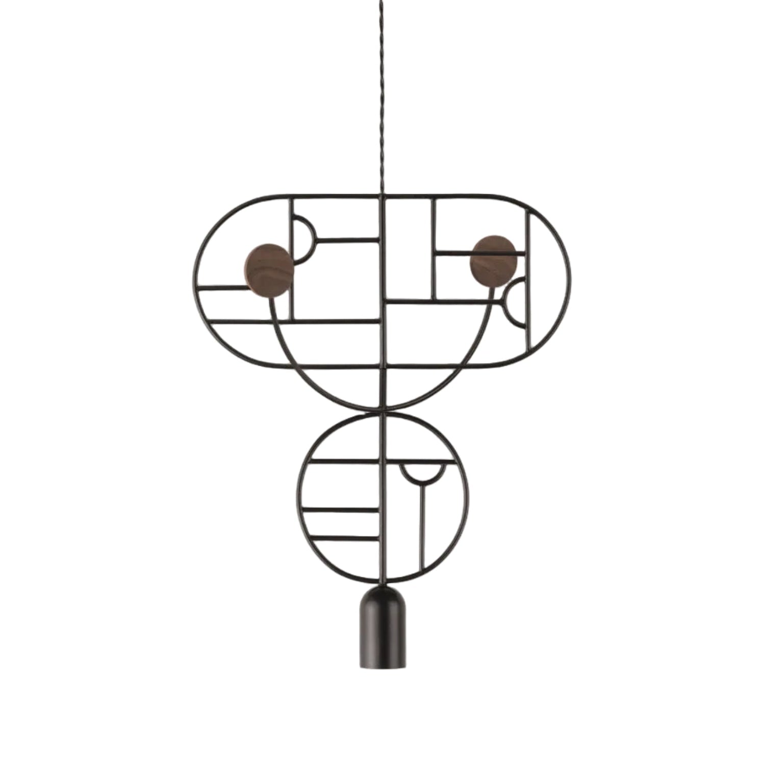 Hanglamp WOODEN DOTS WDS07 grafiet met notenhout