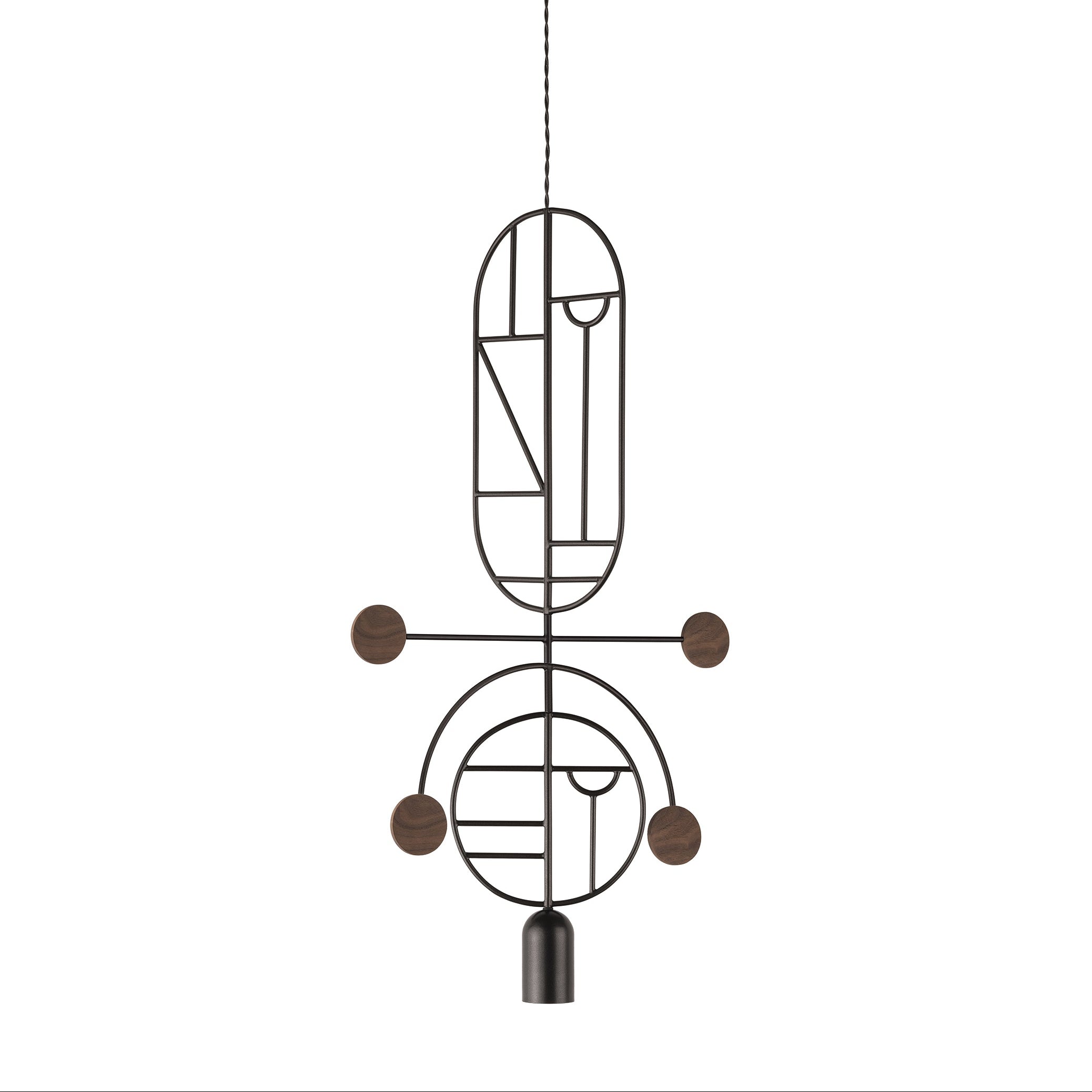 Hanglamp WOODEN DOTS WDS08 grafiet met notenhout