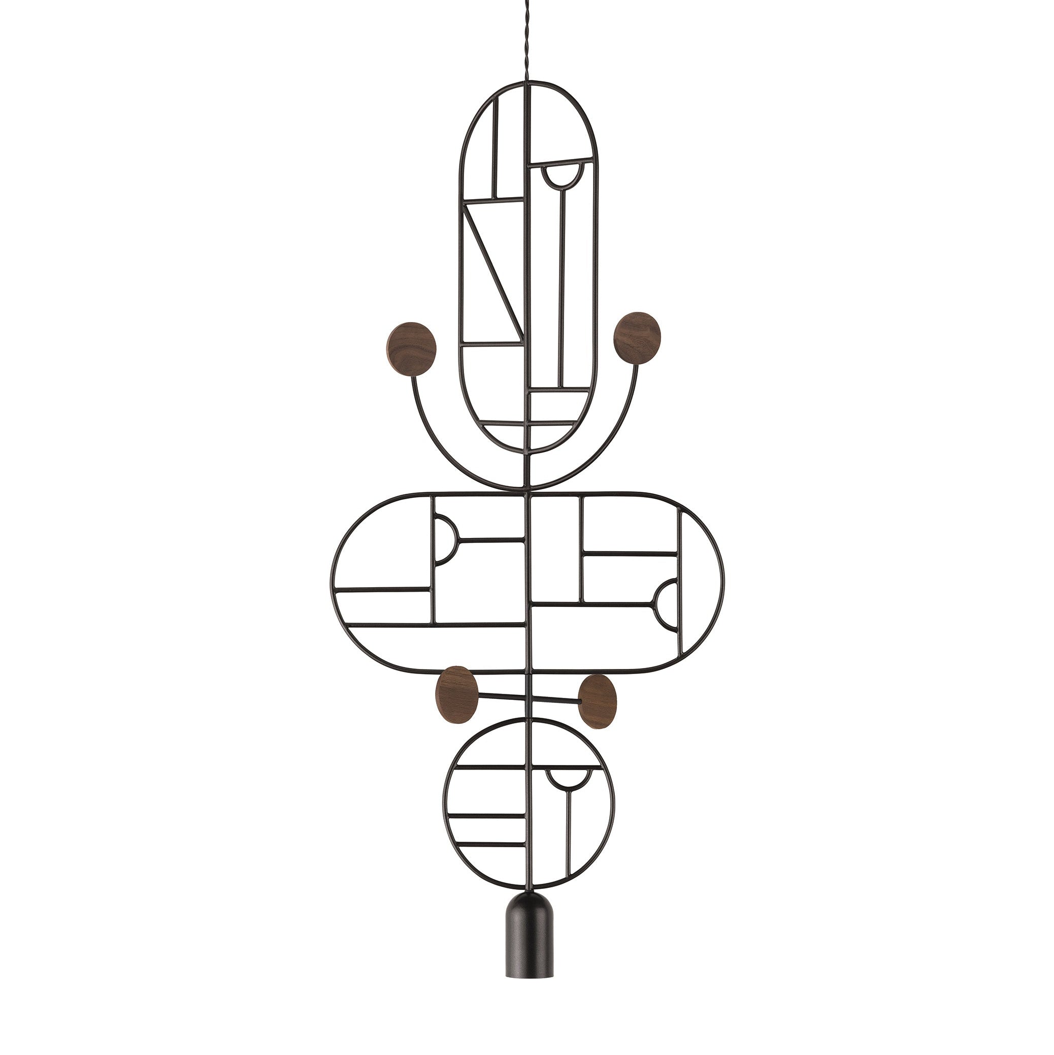 Hanglamp WOODEN DOTS WDS15 grafiet met notenhout