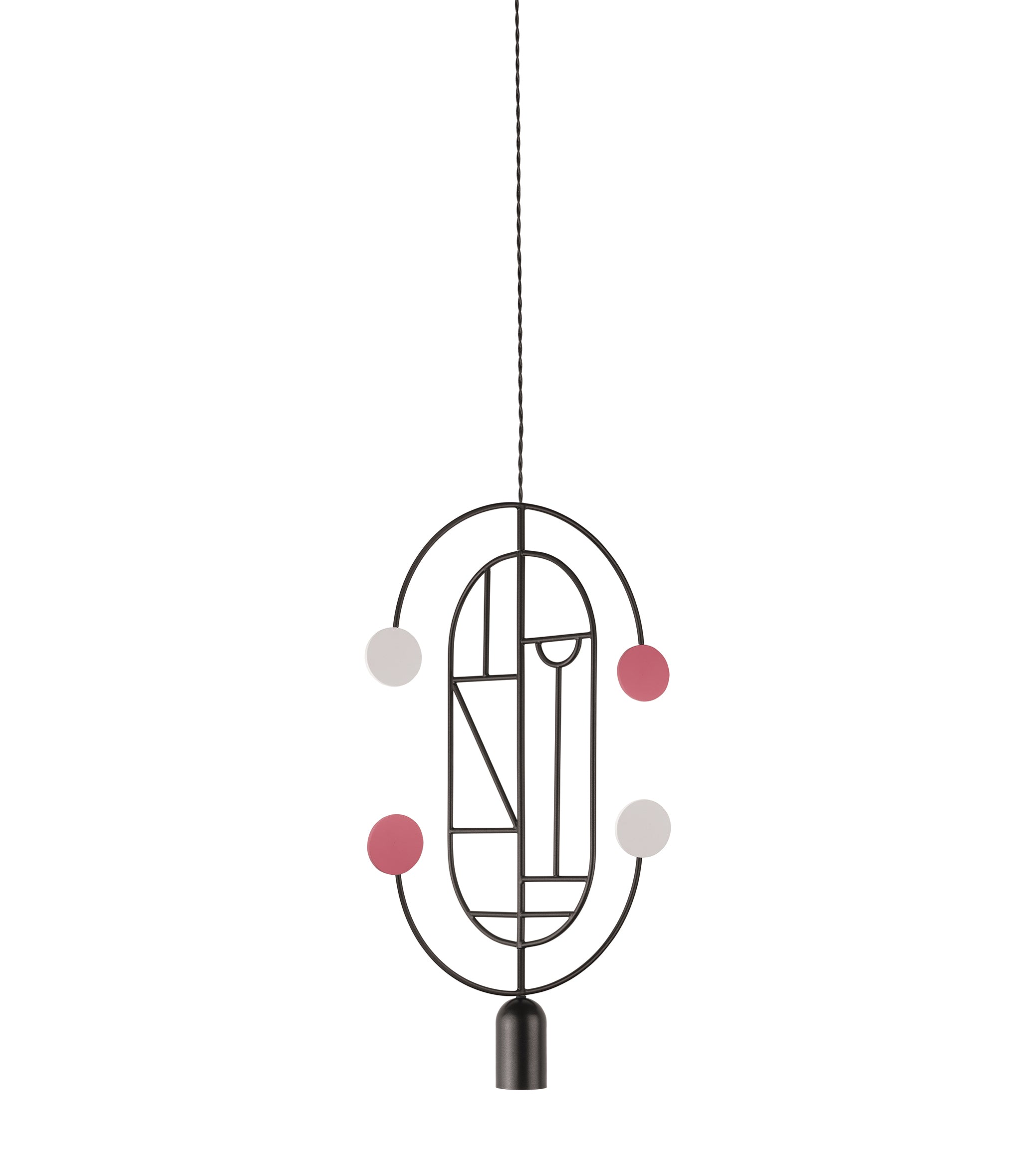 Hanglamp WOODEN DOTS WDS04 grafiet met wit en rood