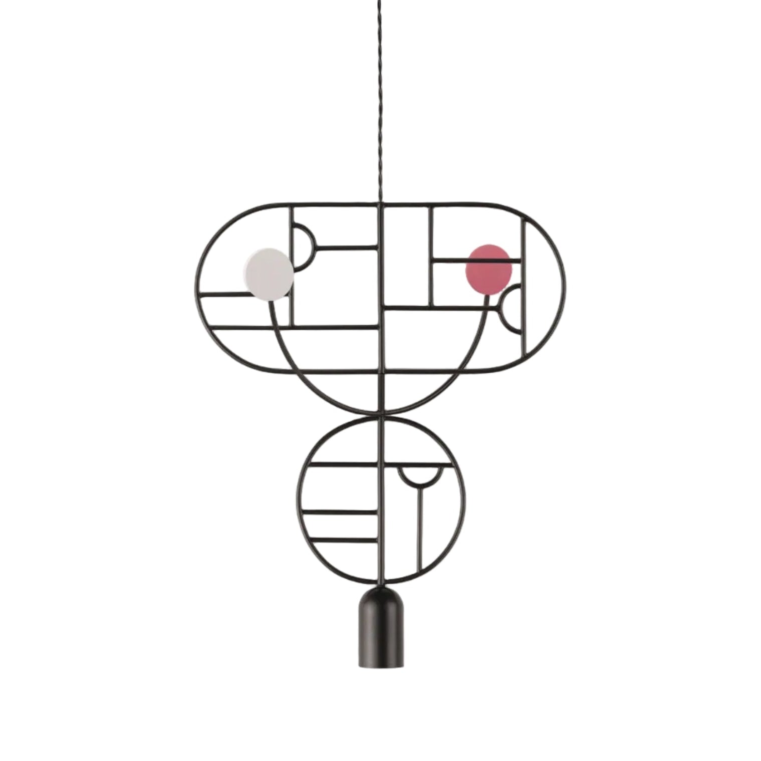 WOODEN DOTS WDS07 Pendant Lamp in Graphite with White and Red