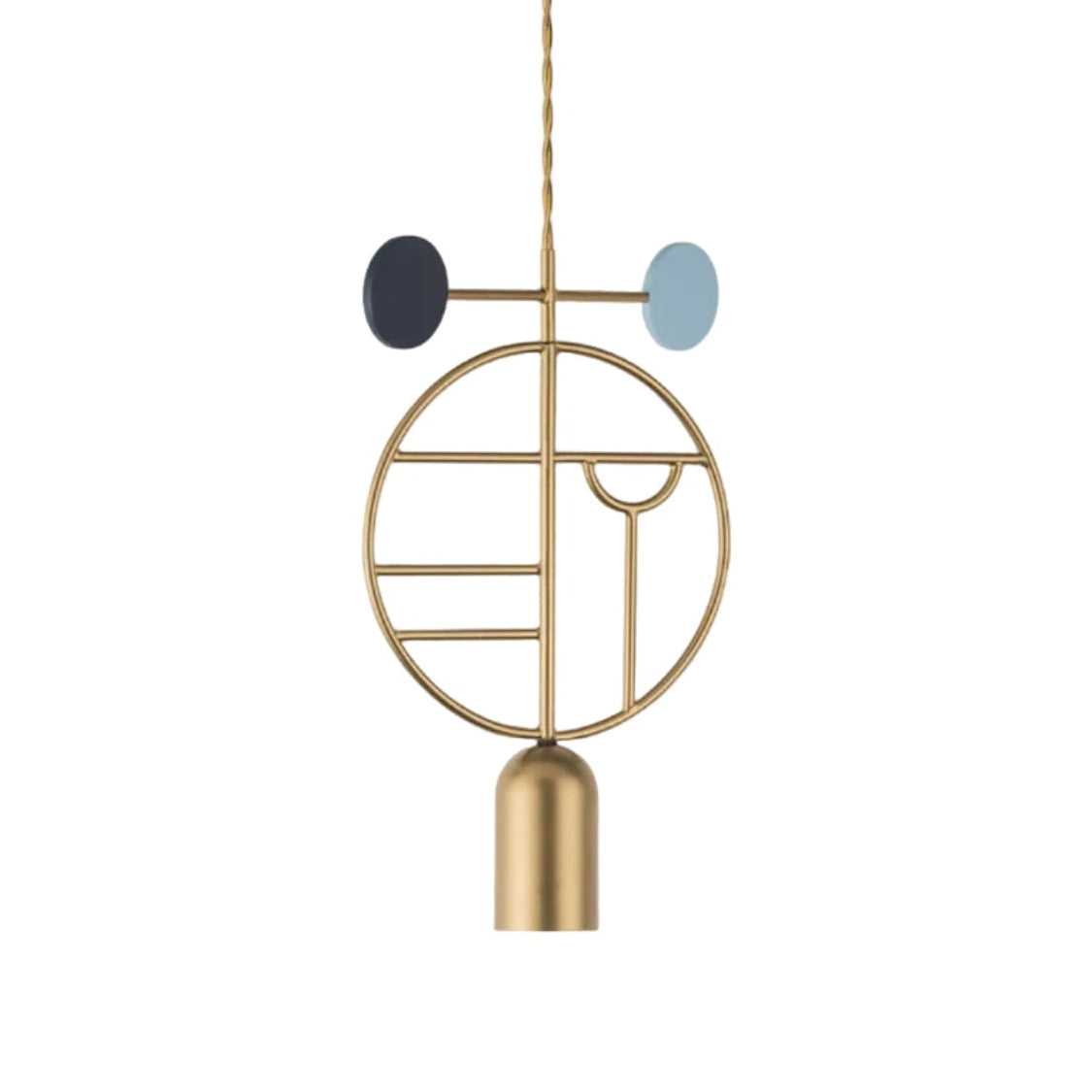 Hanglamp WOODEN DOTS WD06 messing met blauw