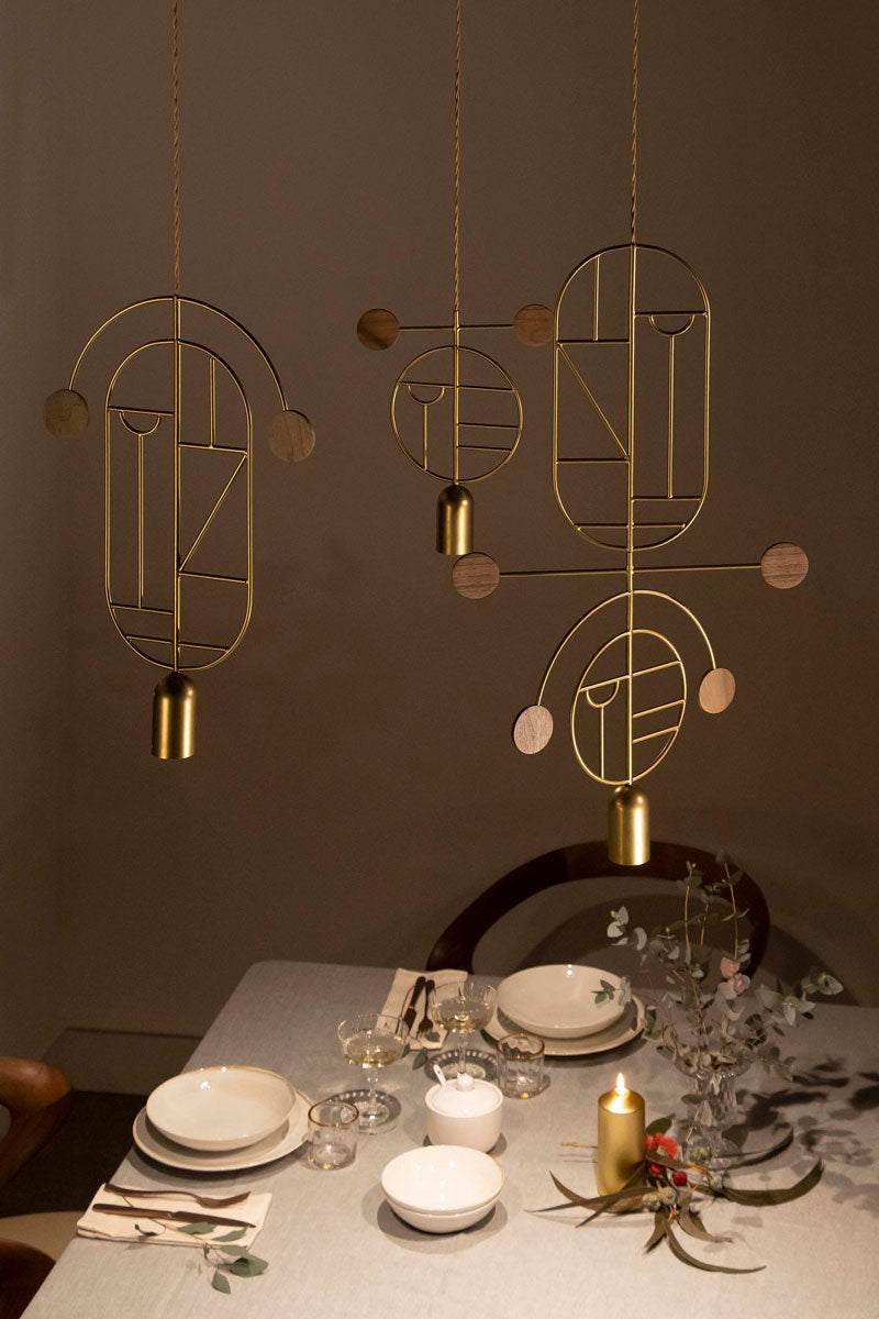 Pendelleuchte WOODEN DOTS WD06 grafit mit Rot und Rosa