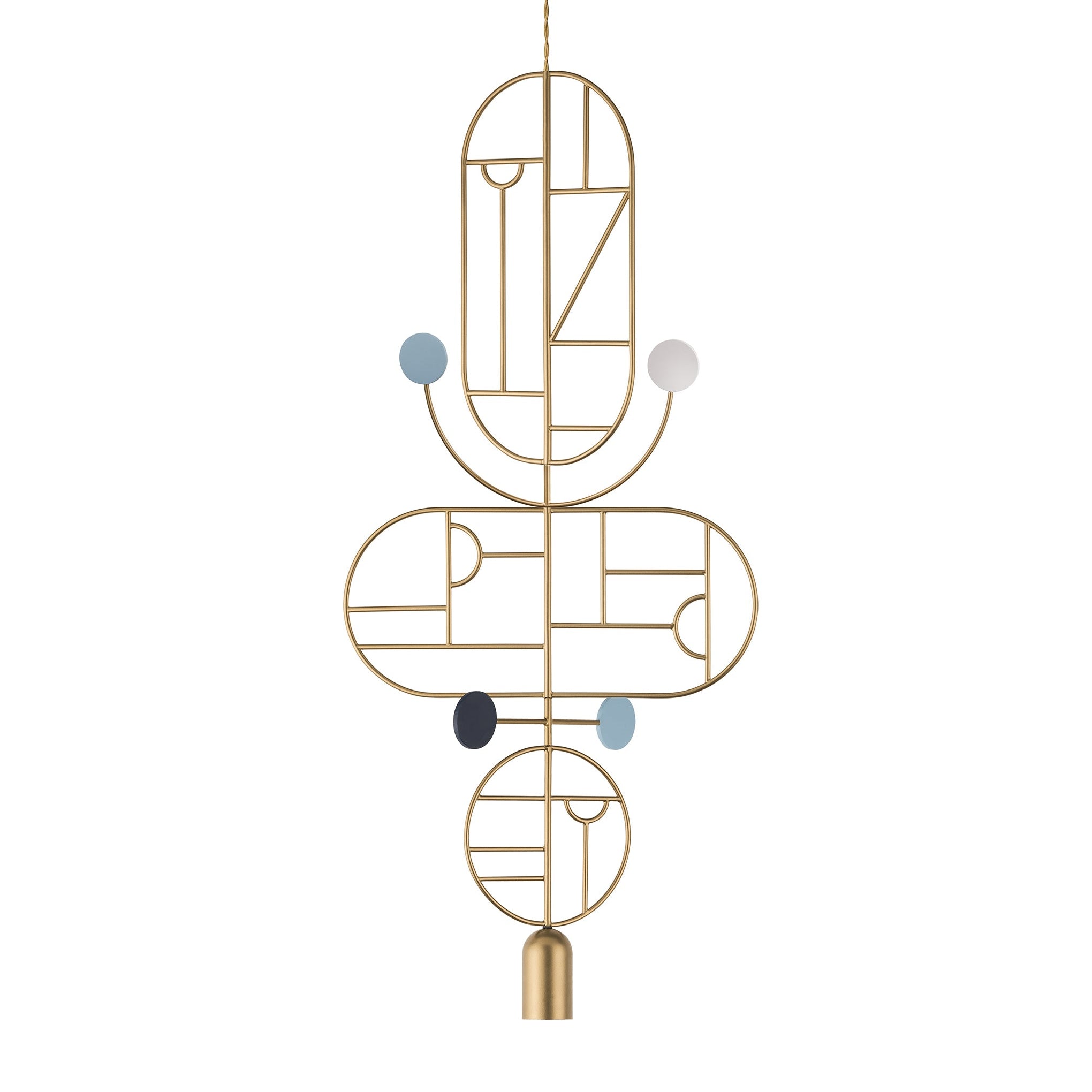 Pendelleuchte WOODEN DOTS WDS15 messingfarben mit Blau- und Weißtönen