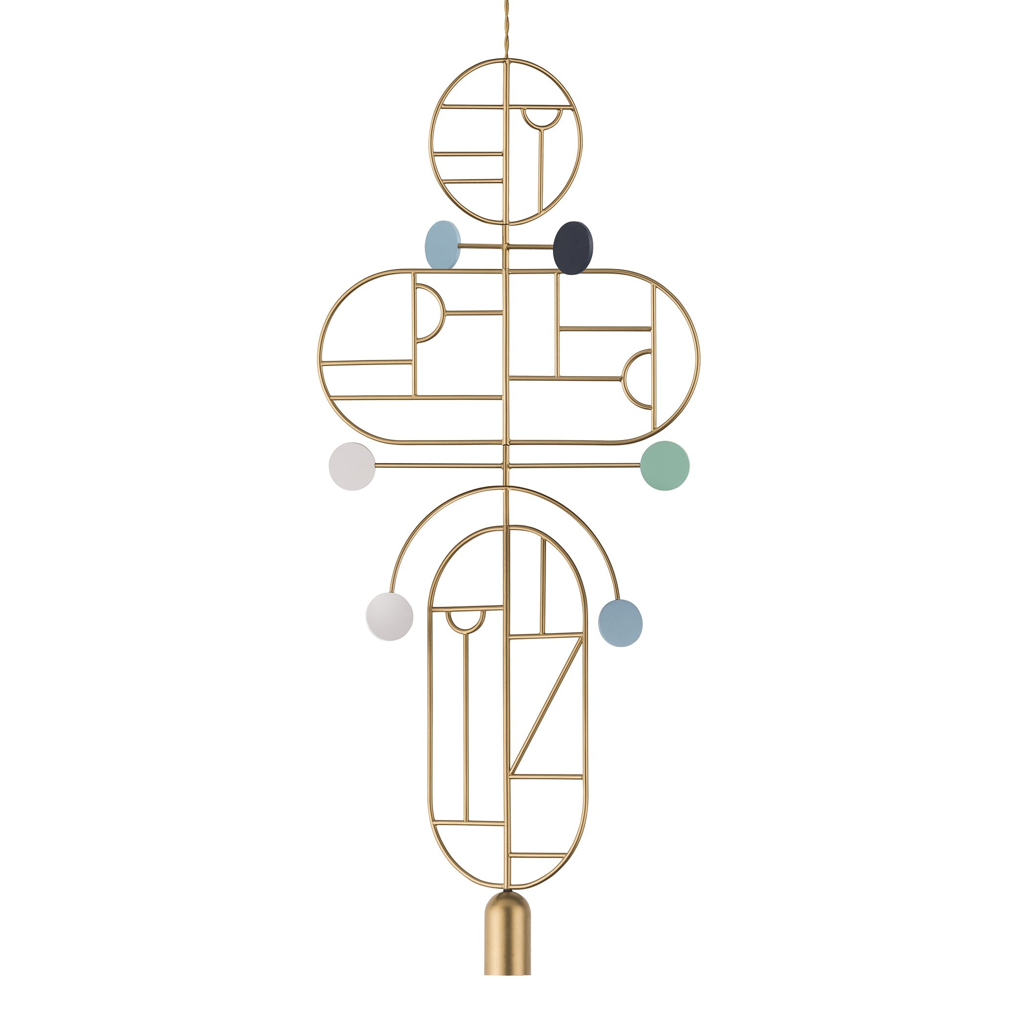 Pendelleuchte WOODEN DOTS WDS19 messingfarben mit Blau- und Weißtönen