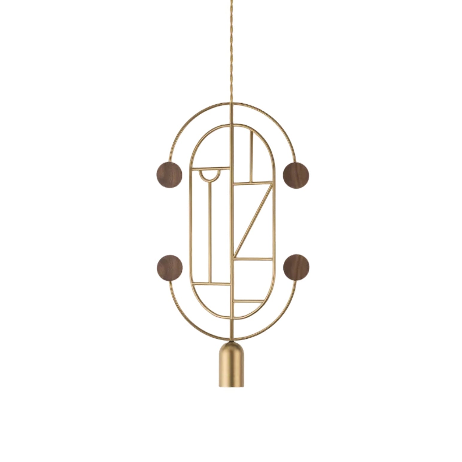 WOODEN DOTS WDS04 Pendant Lamp in Brass with Walnut Wood