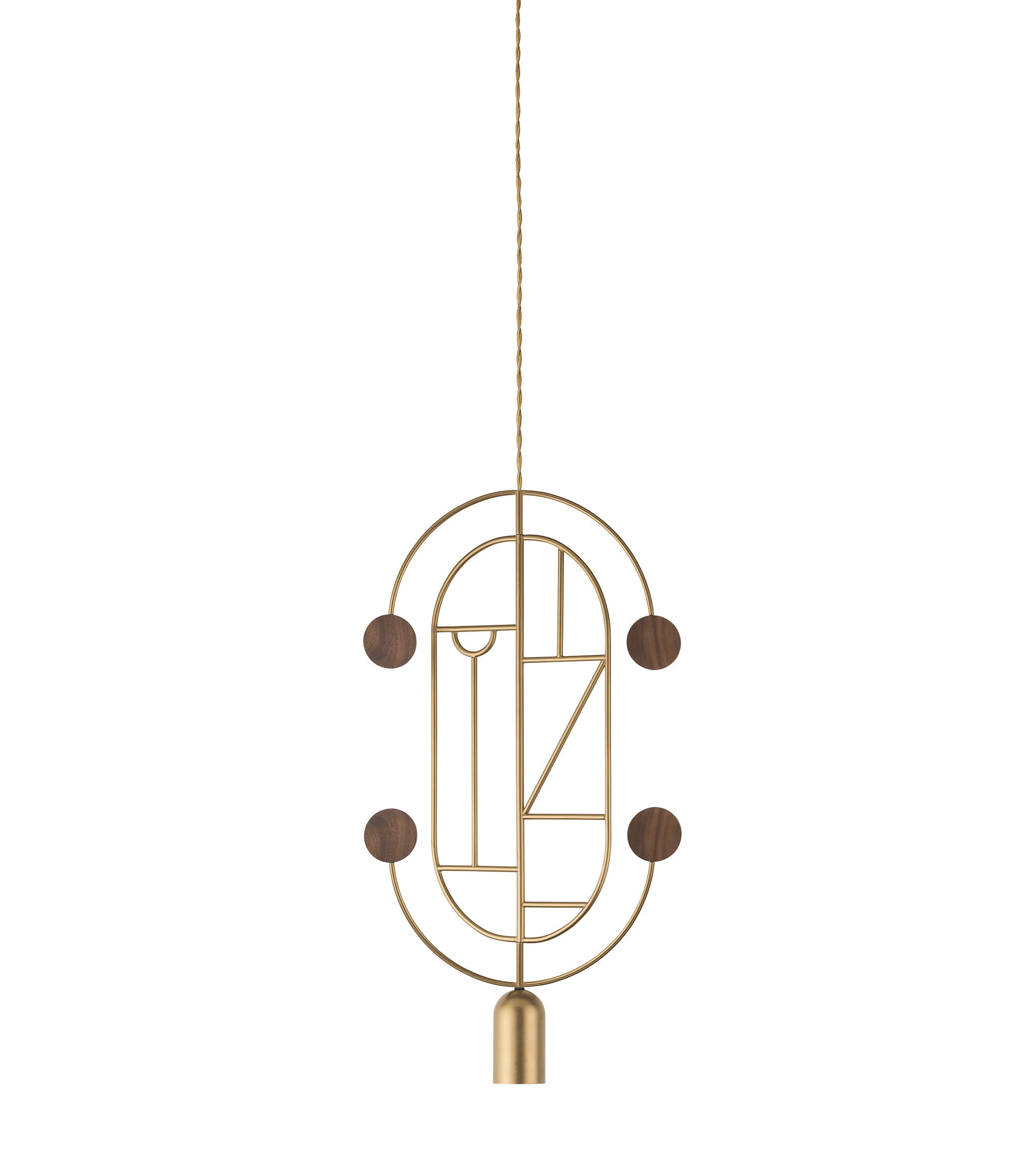 WOODEN DOTS WDS04 Pendant Lamp in Brass with Walnut Wood