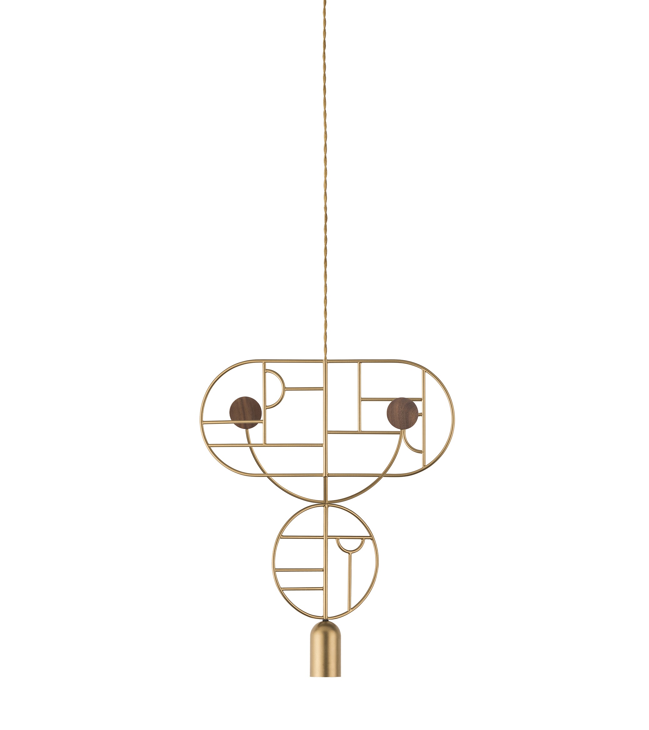 WOODEN DOTS WDS07 Pendant Lamp in Brass with Walnut Wood