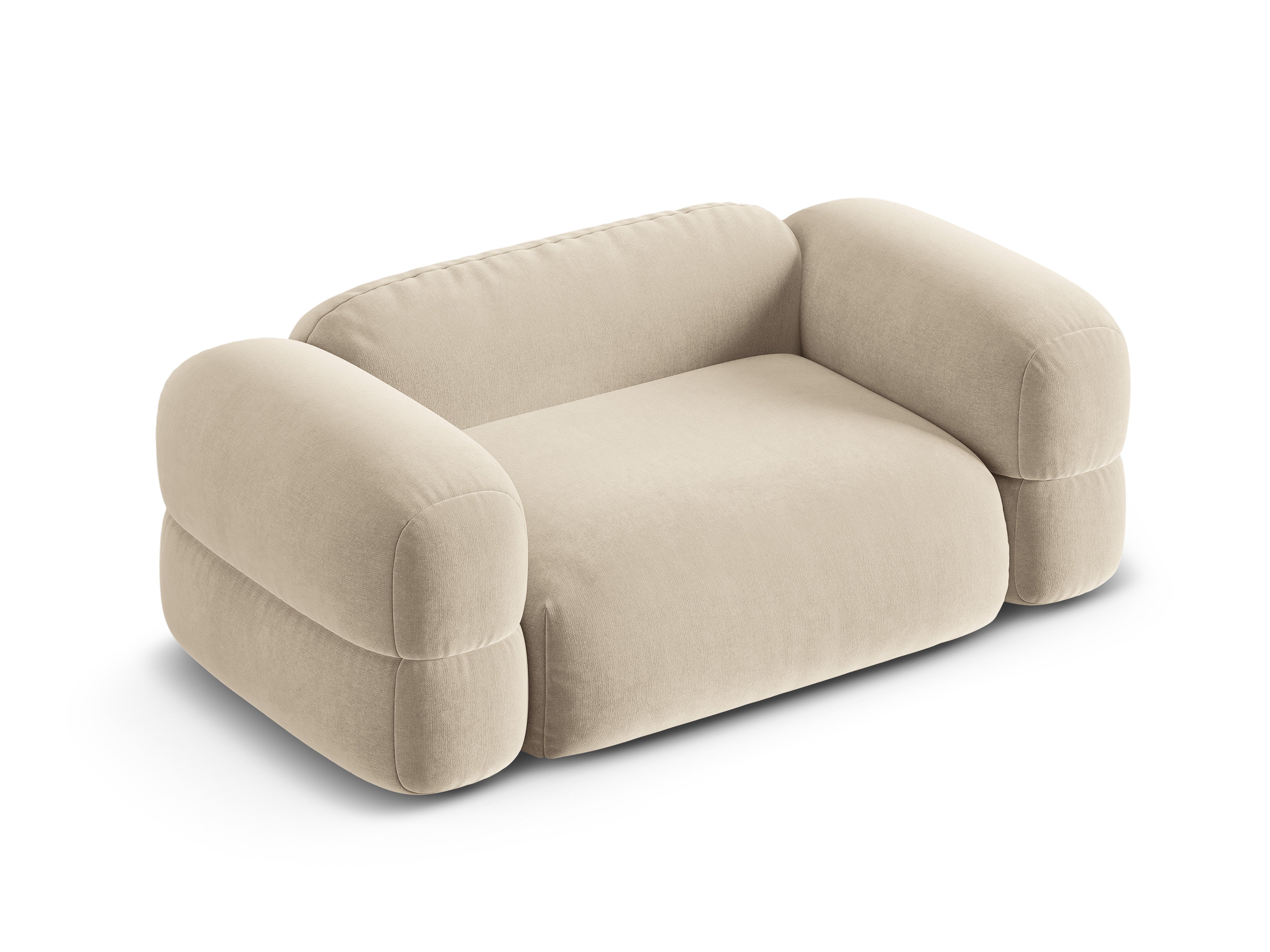 Sofa van fluweel voor 2 personen ROGER lichtbeige