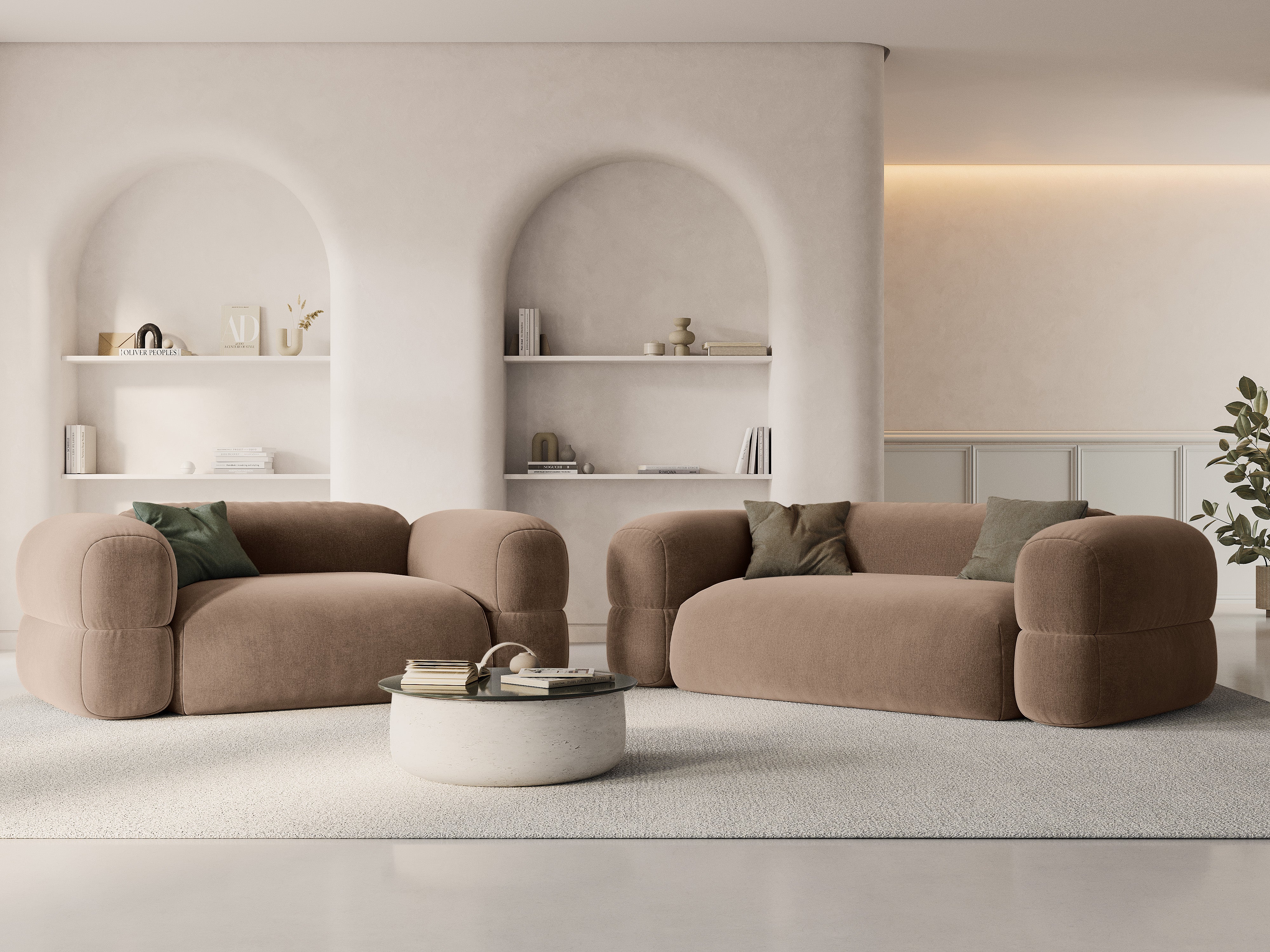 Sofa aus Samt 2-sitzig ROGER dunkelbeige