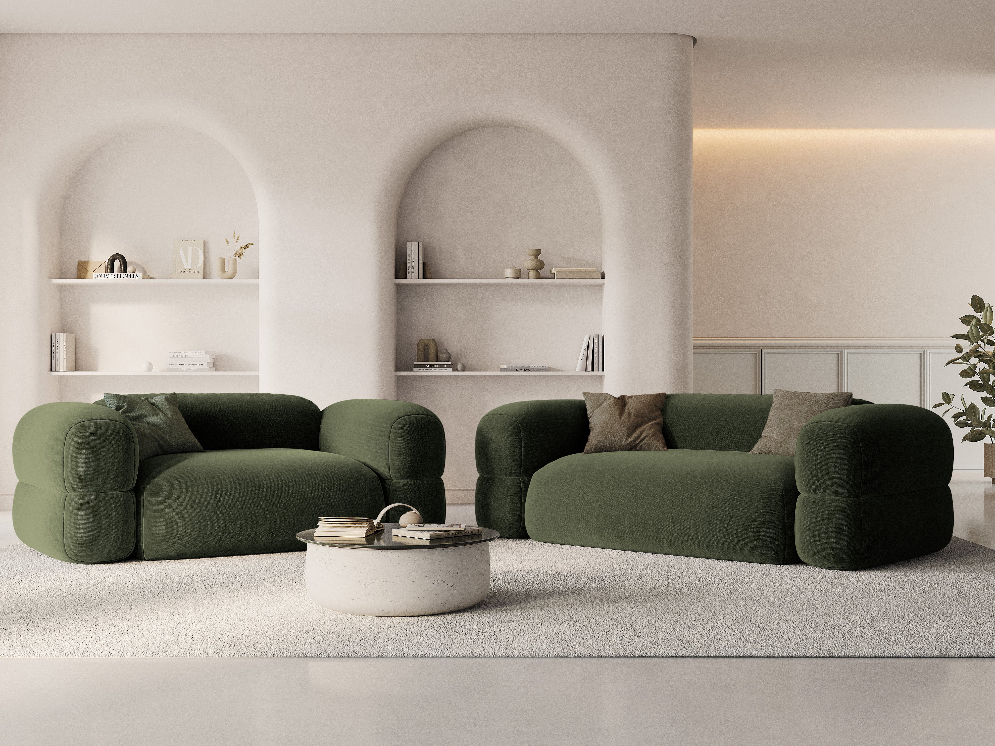 Sofa van fluweel voor 2 personen ROGER olijfgroen