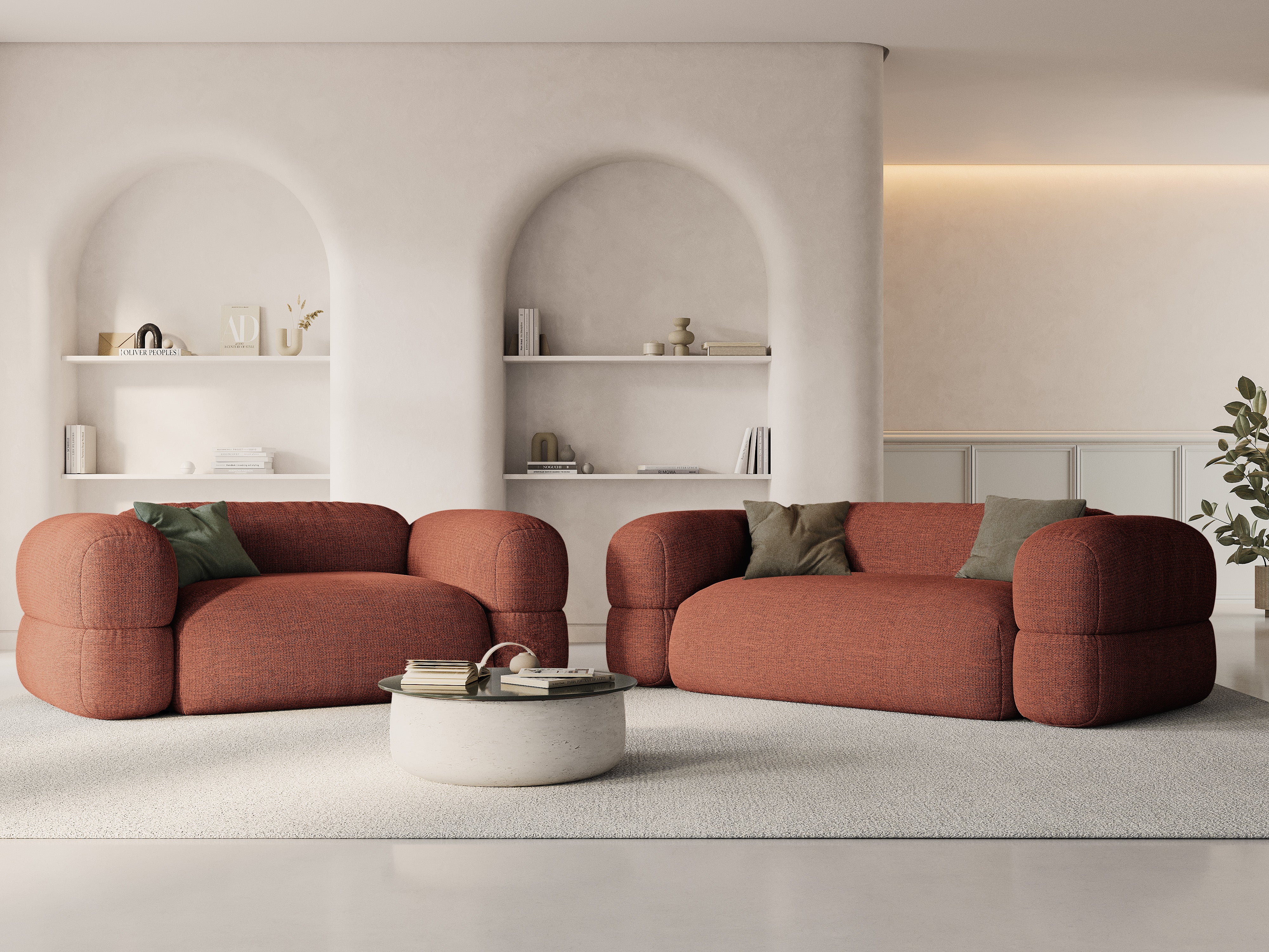 Sofa 2-zits ROGER koraal sjaal