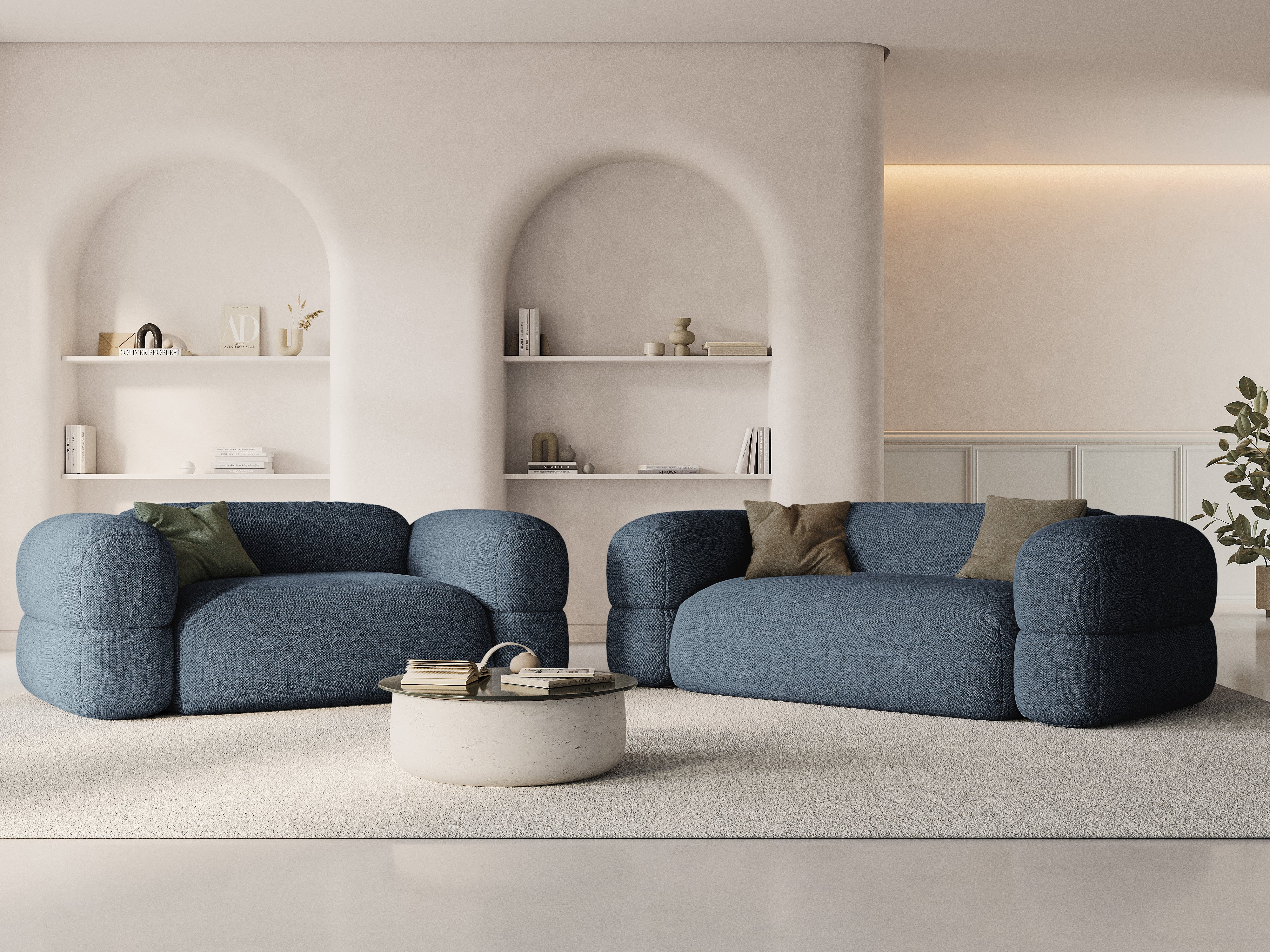 Sofa 2-zits ROGER donkerblauw chenille