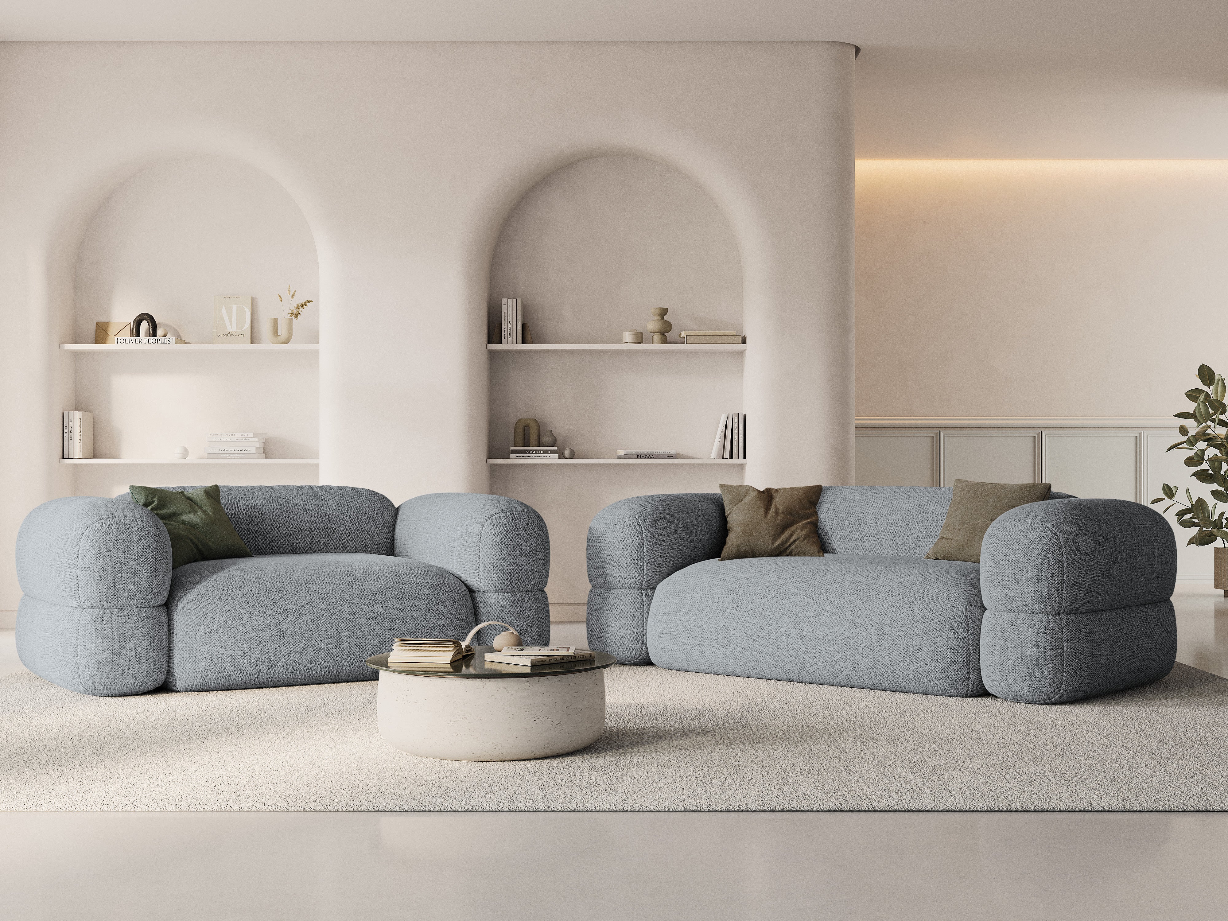 Sofa 2-zits ROGER grijs chenille