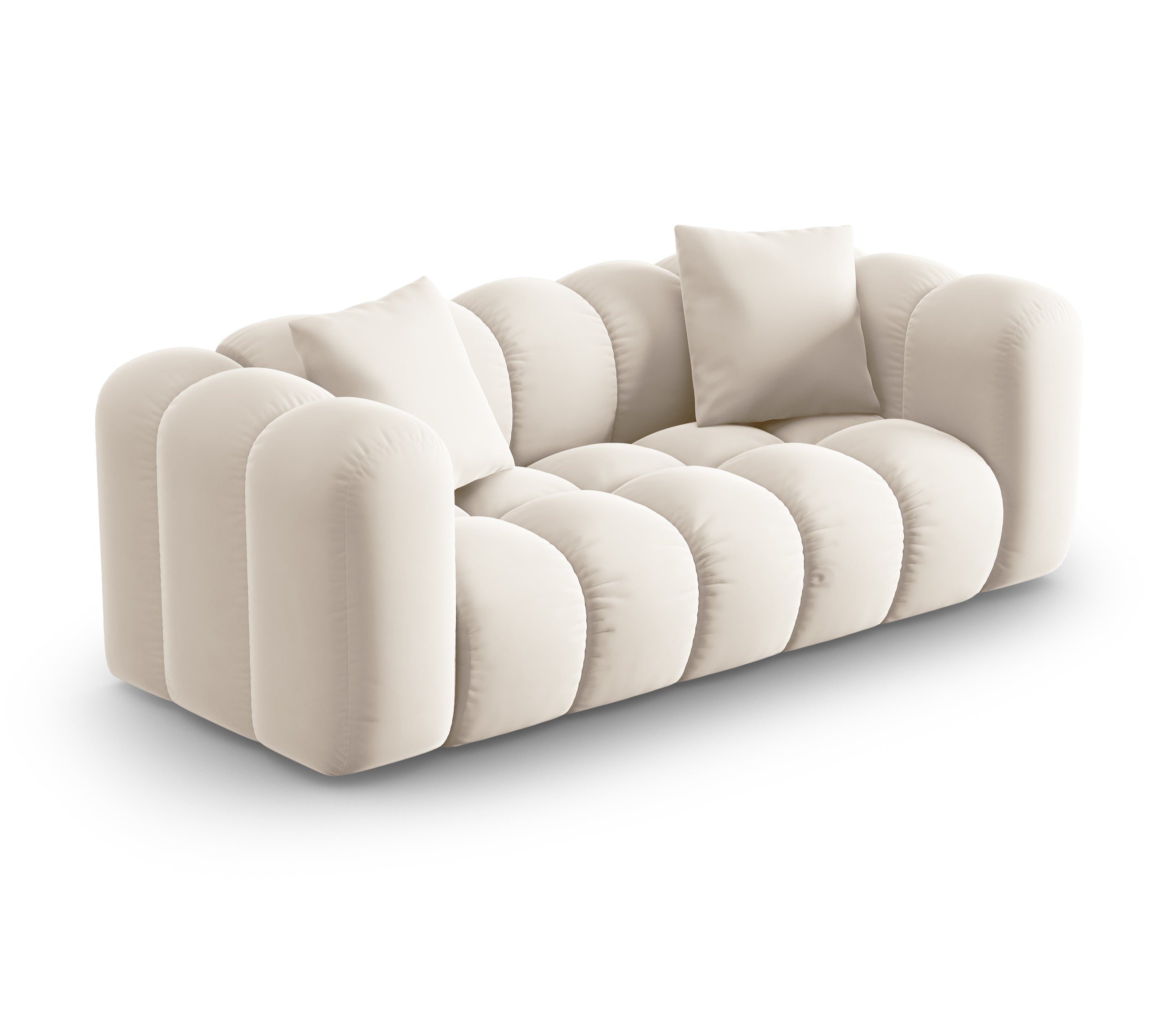 Sofa van fluweel voor 2 personen HALLEY lichtbeige