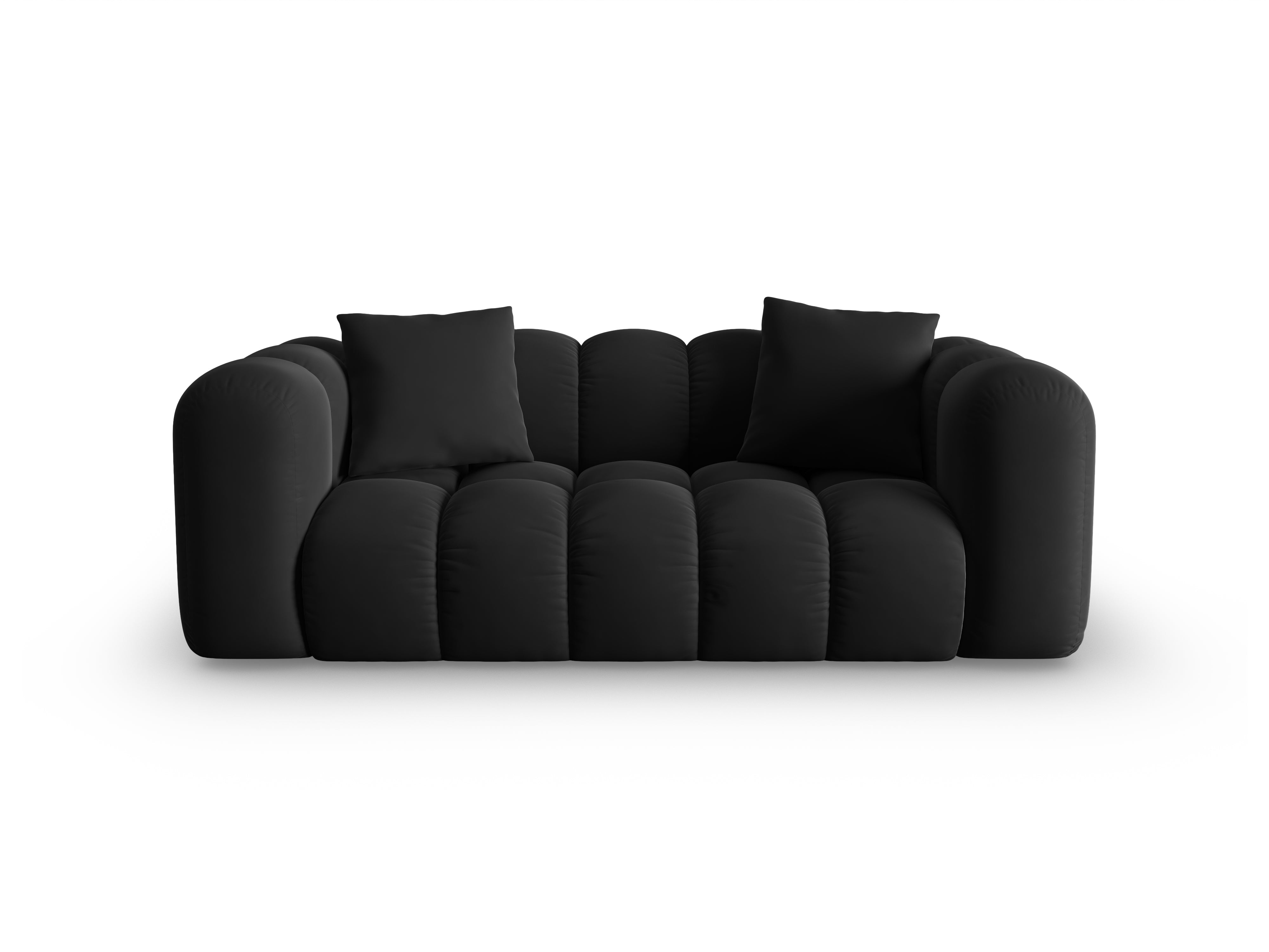 Black 2-person velvet sofa