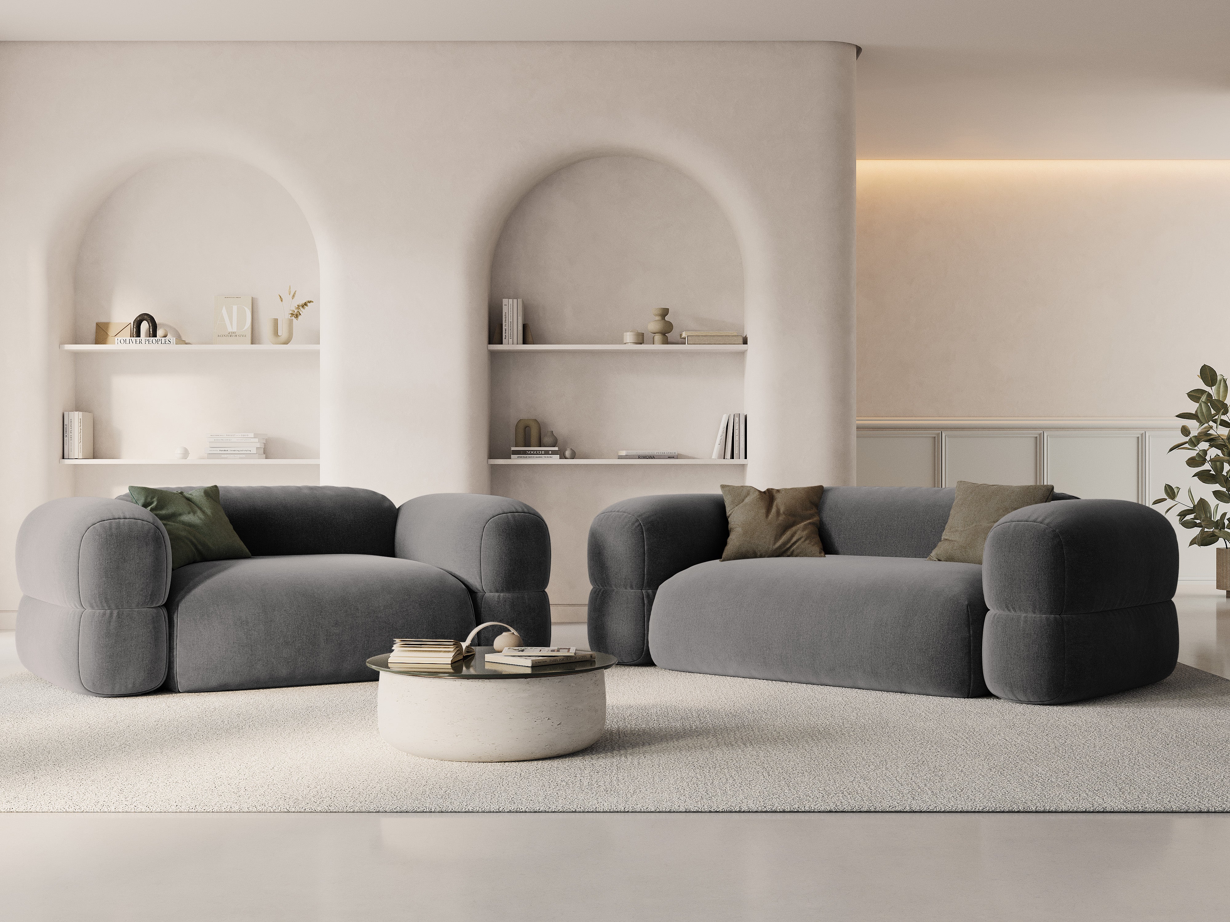 Velvet 3-Seater Sofa ROGER Gray