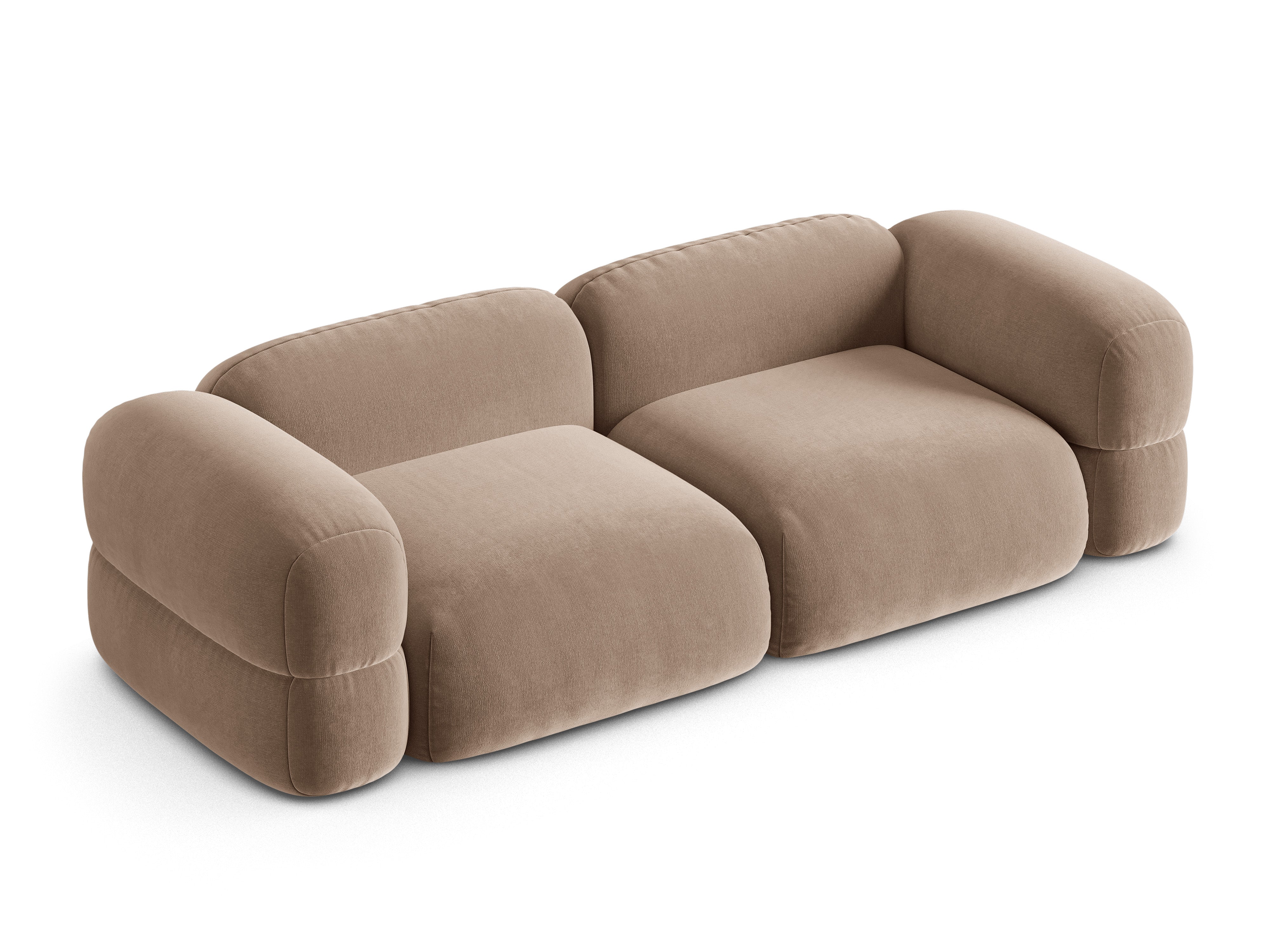 Sofa van fluweel voor 4 personen ROGER donkerbeige
