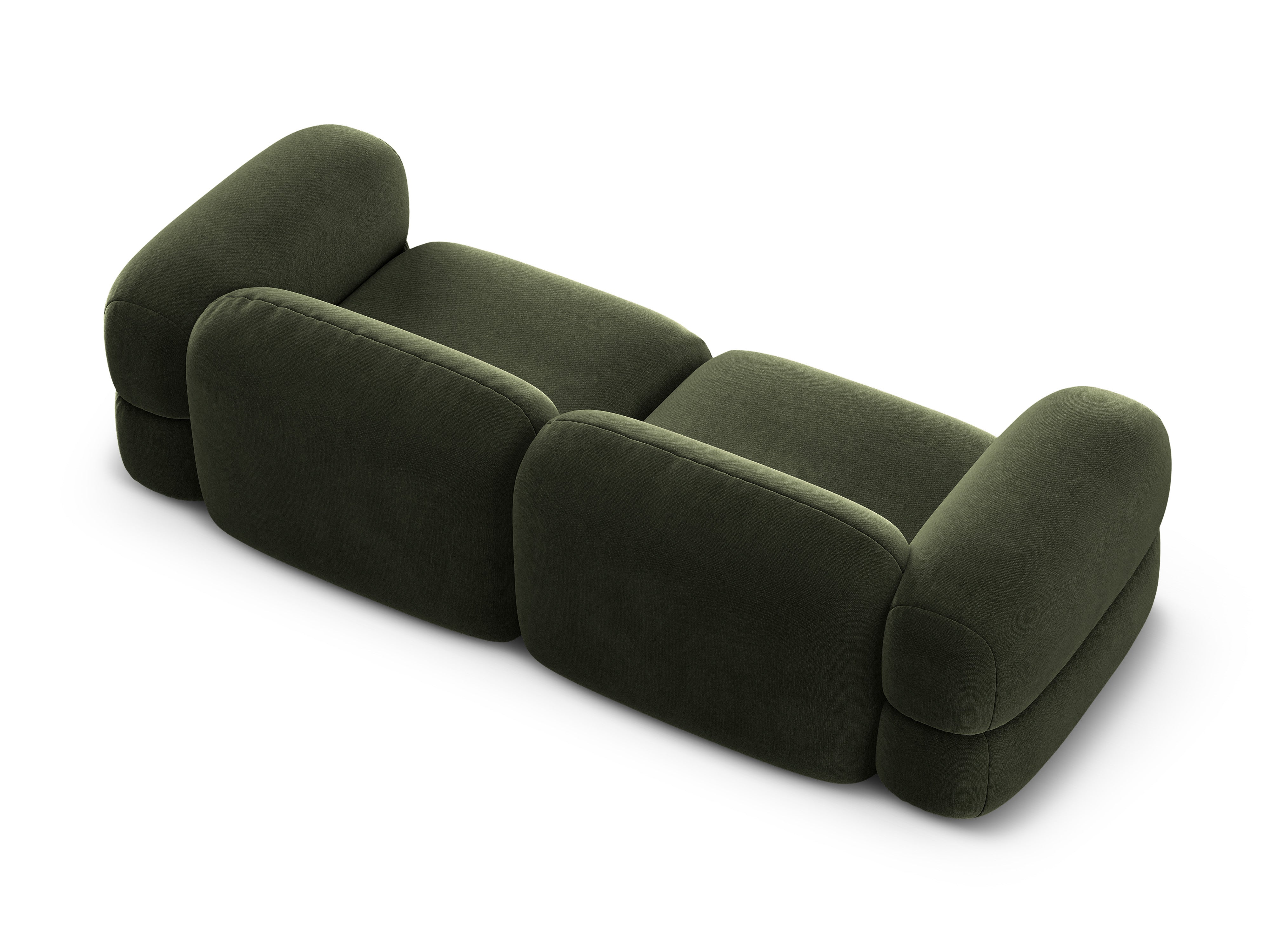 Sofa van fluweel voor 4 personen ROGER olijfgroen
