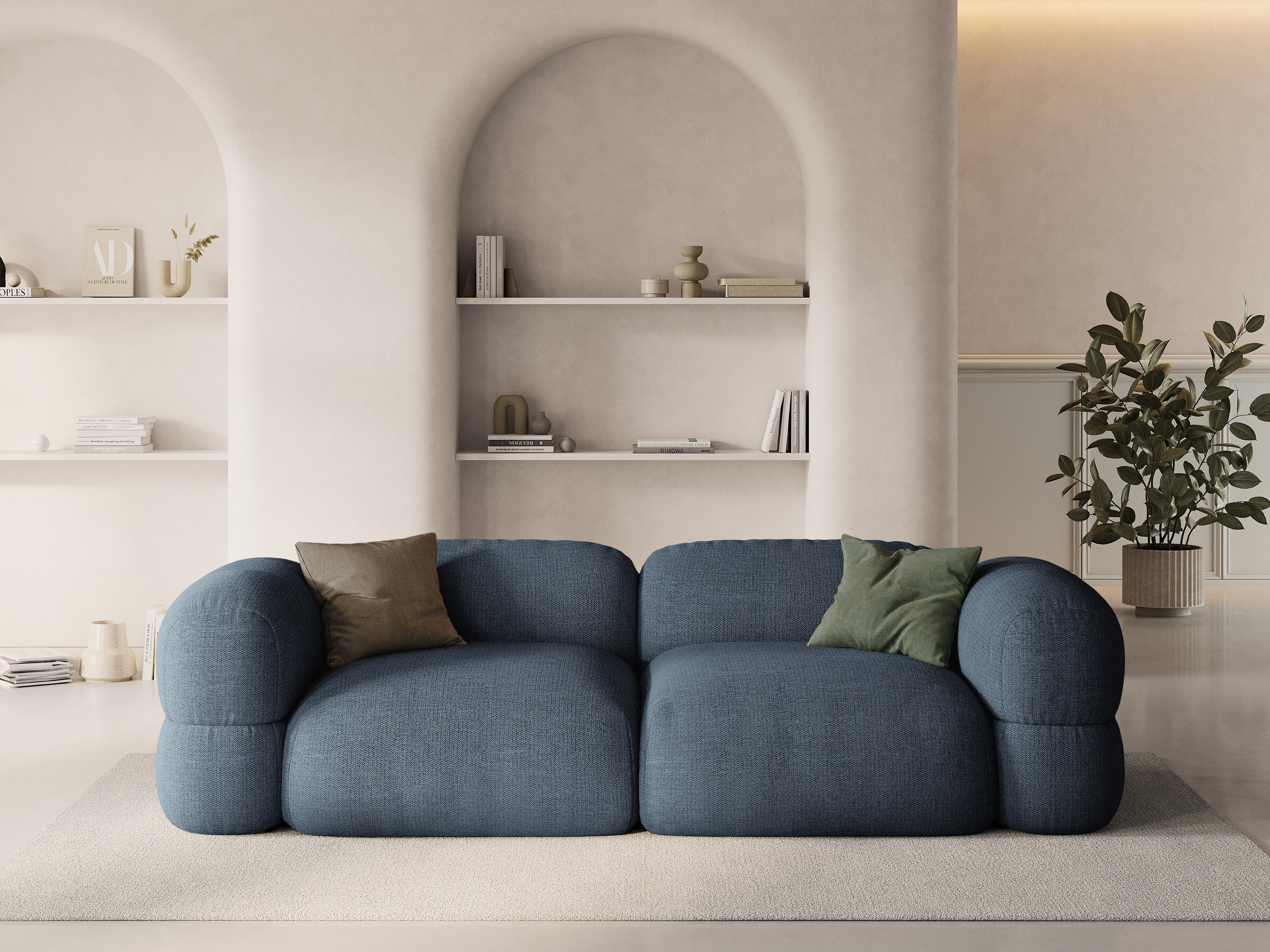 Sofa voor 4 personen ROGER donkerblauwe chenille