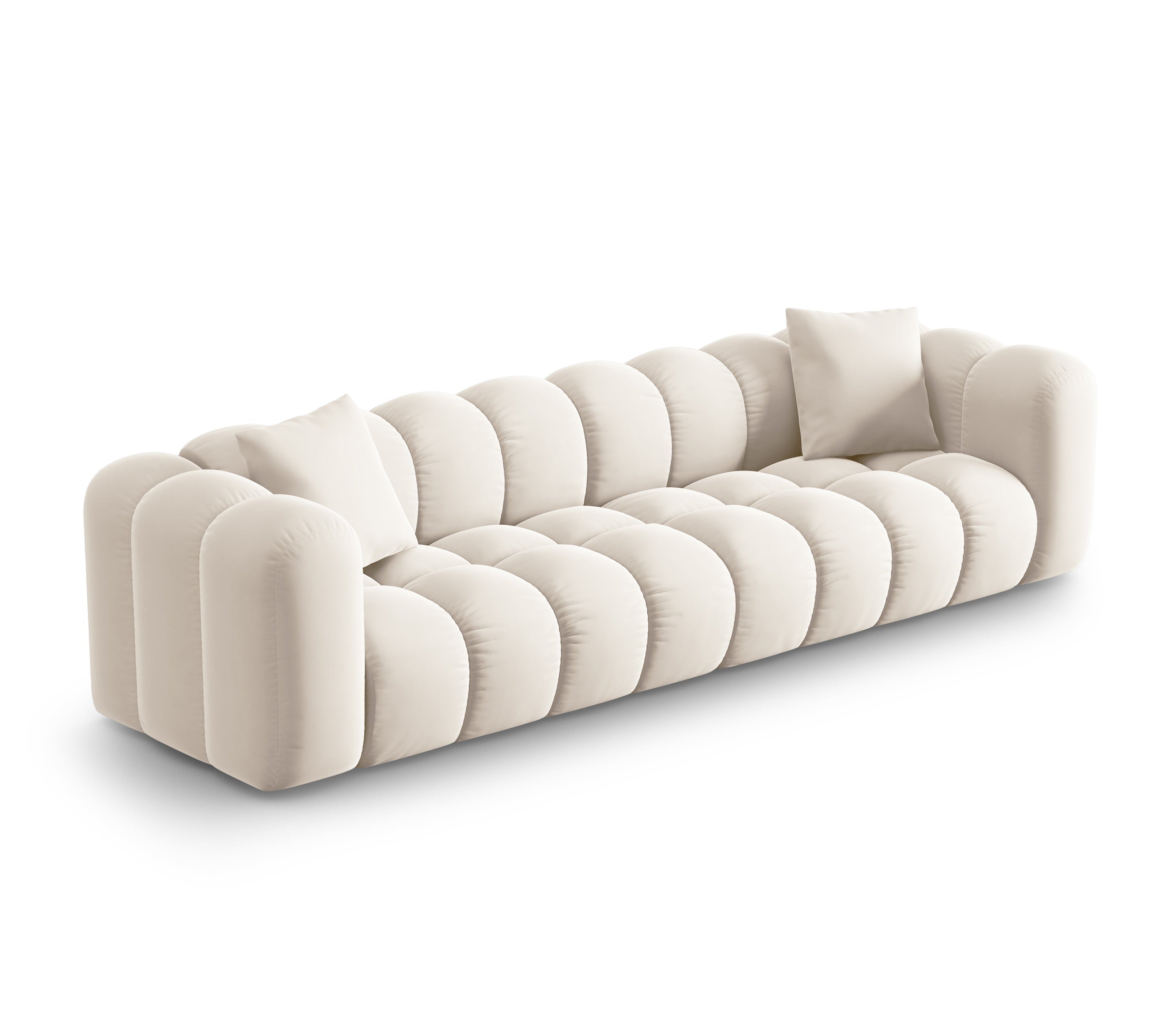 Sofa van fluweel voor 4 personen HALLEY lichtbeige