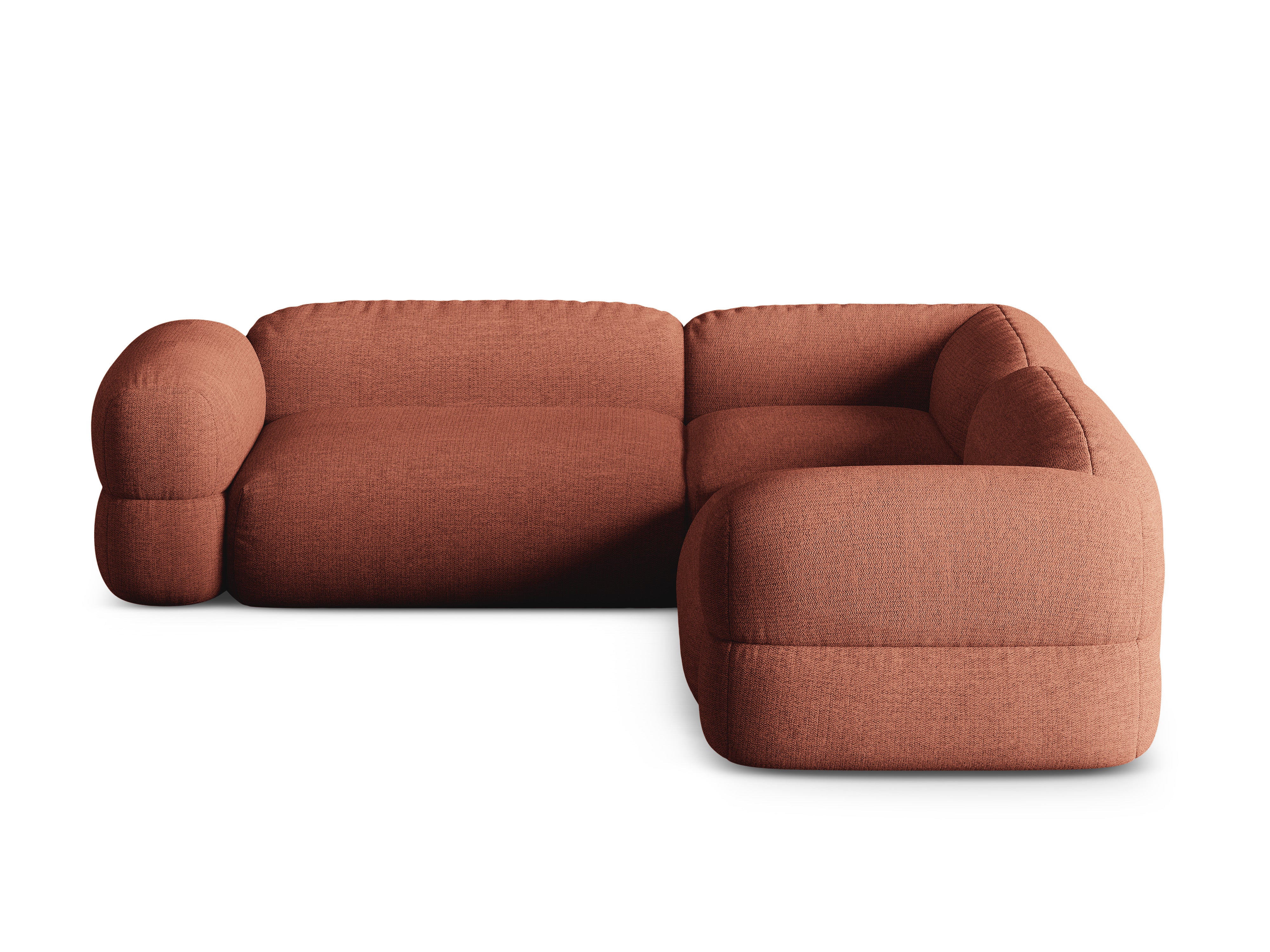 Symmetrische hoekbank ROGER koraalkleurig chenille