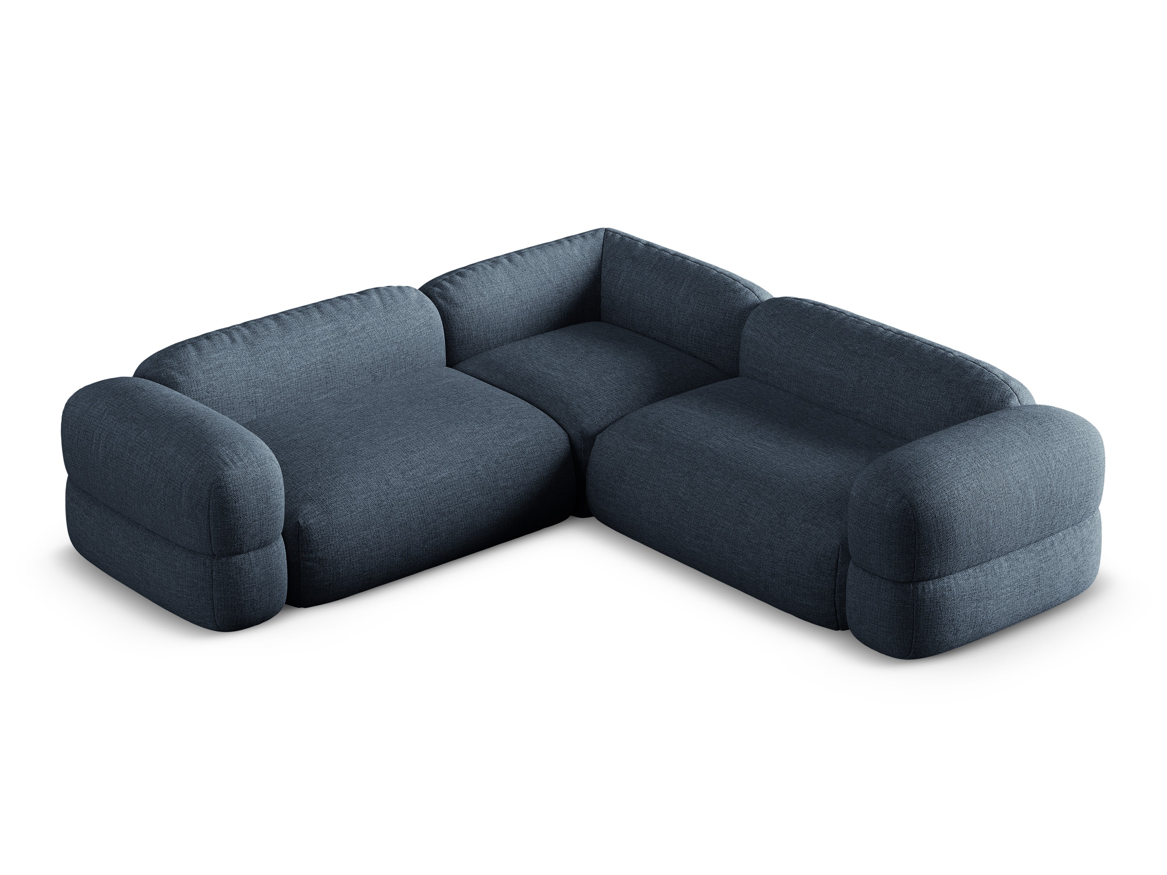 Symmetrische hoekbank ROGER donkerblauw chenille