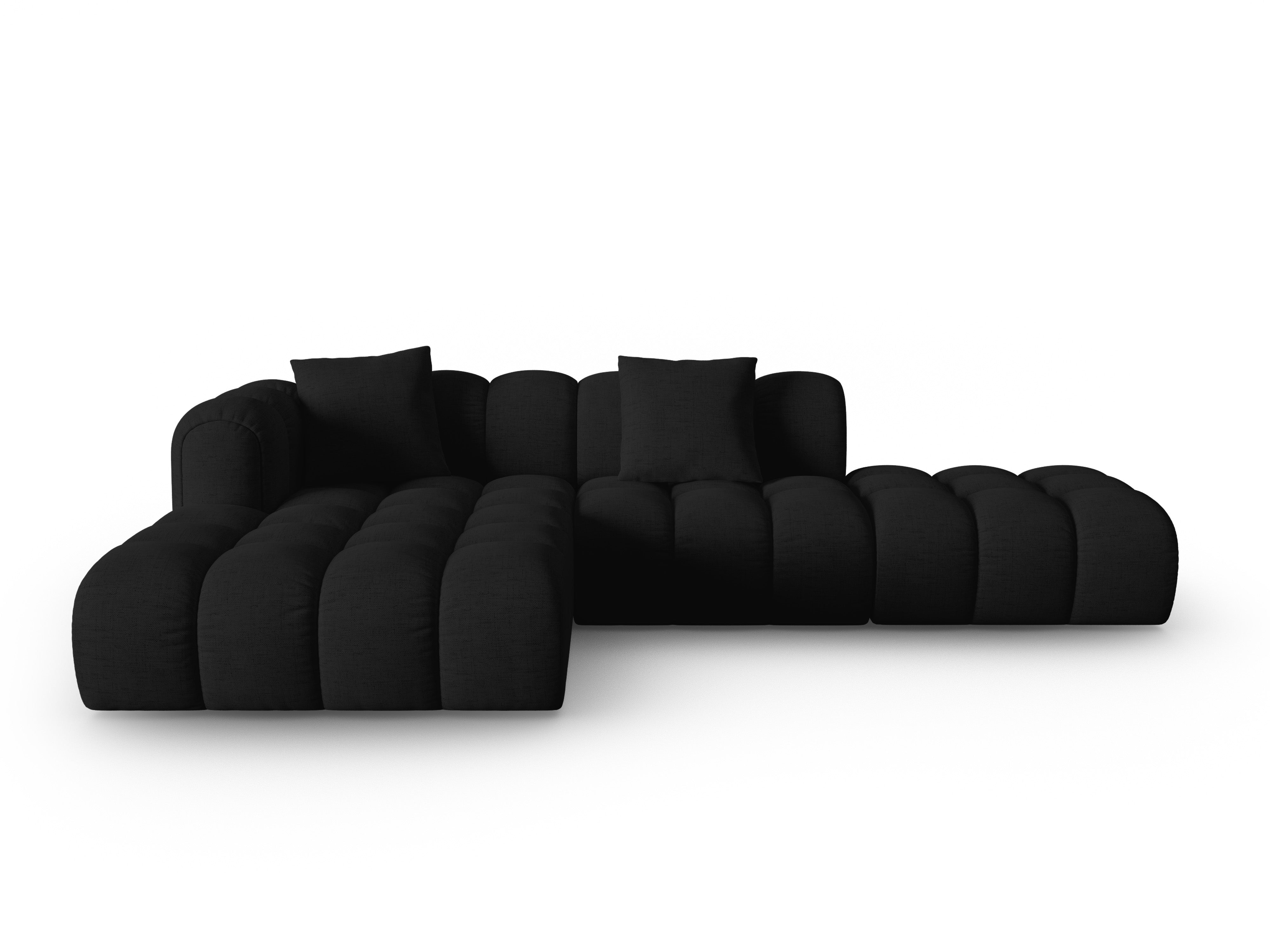 Open left-sided corner sofa ASTRO black chenille
