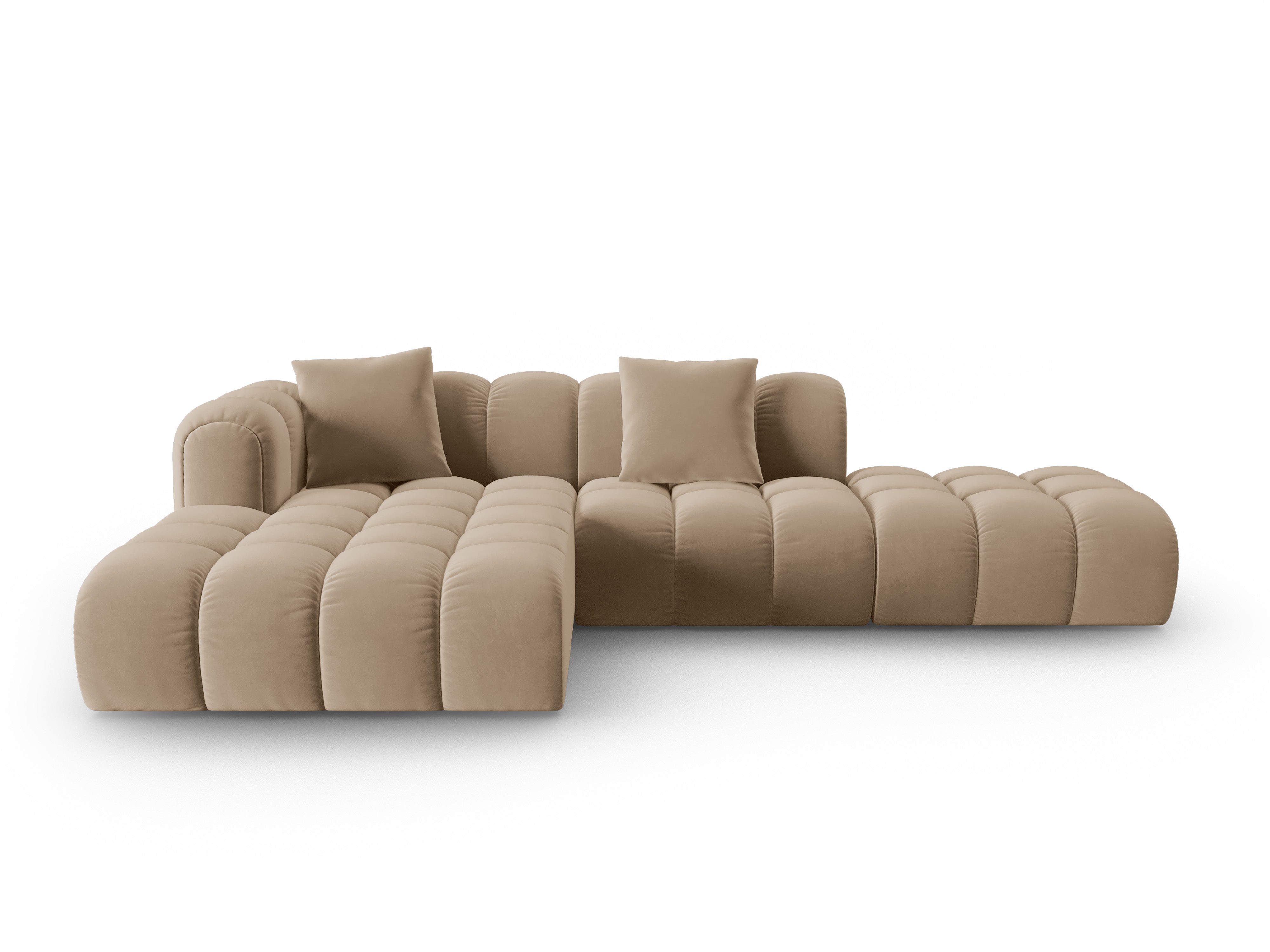 Open left-sided velvet corner sofa ASTRO sand