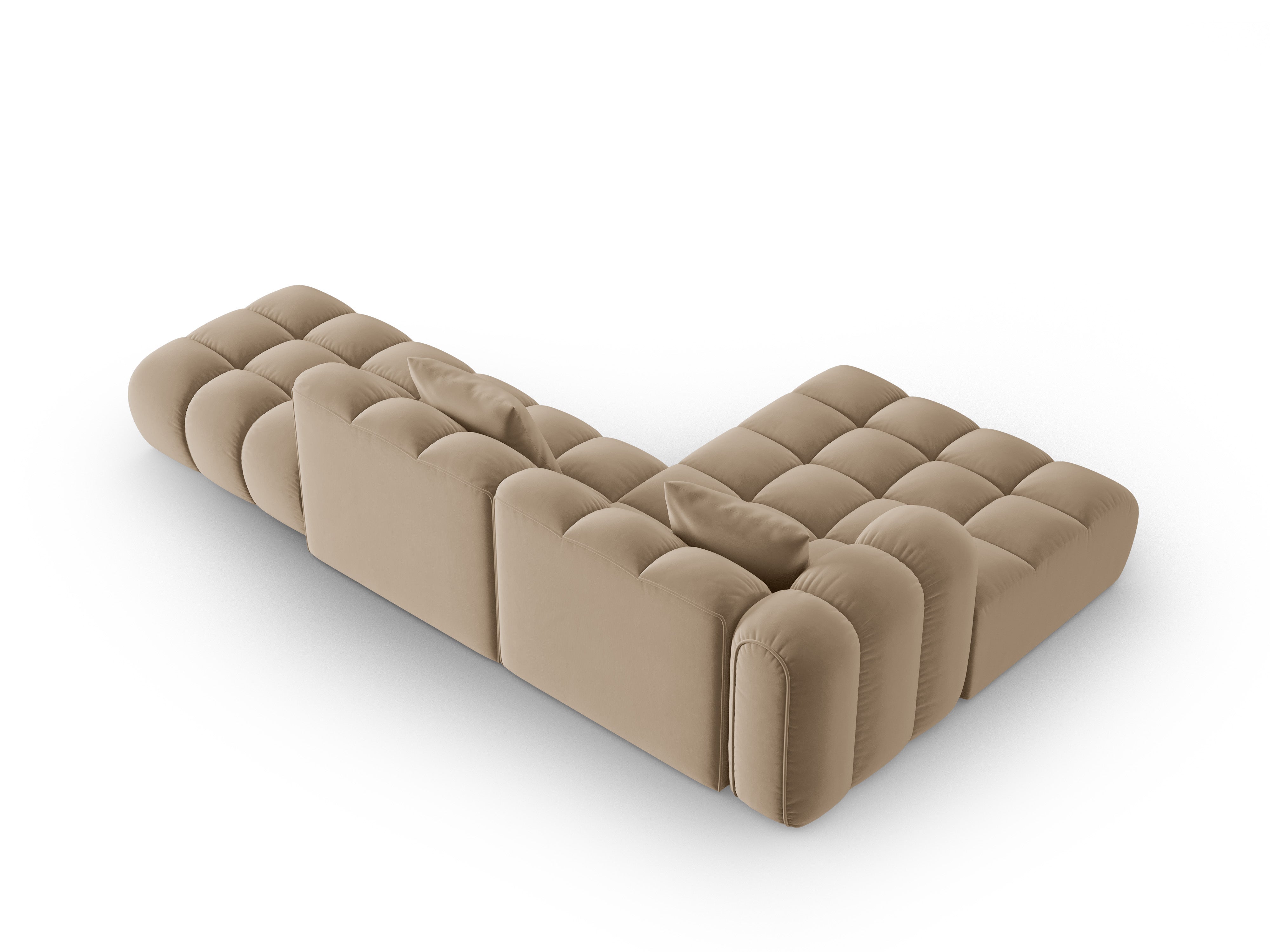 Open left-sided velvet corner sofa ASTRO sand