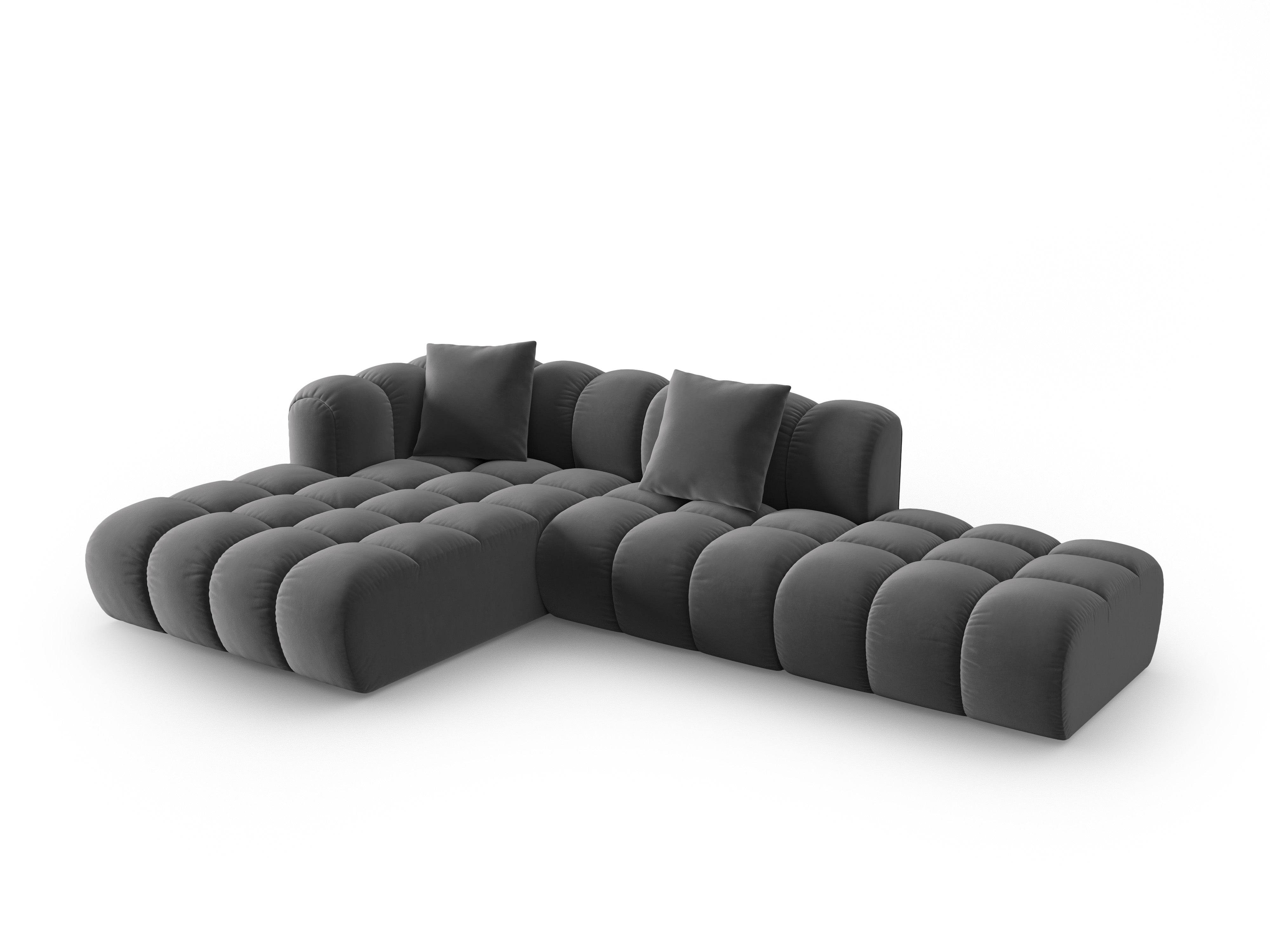 Open Left-Arm Velvet Corner Sofa ASTRO Gray