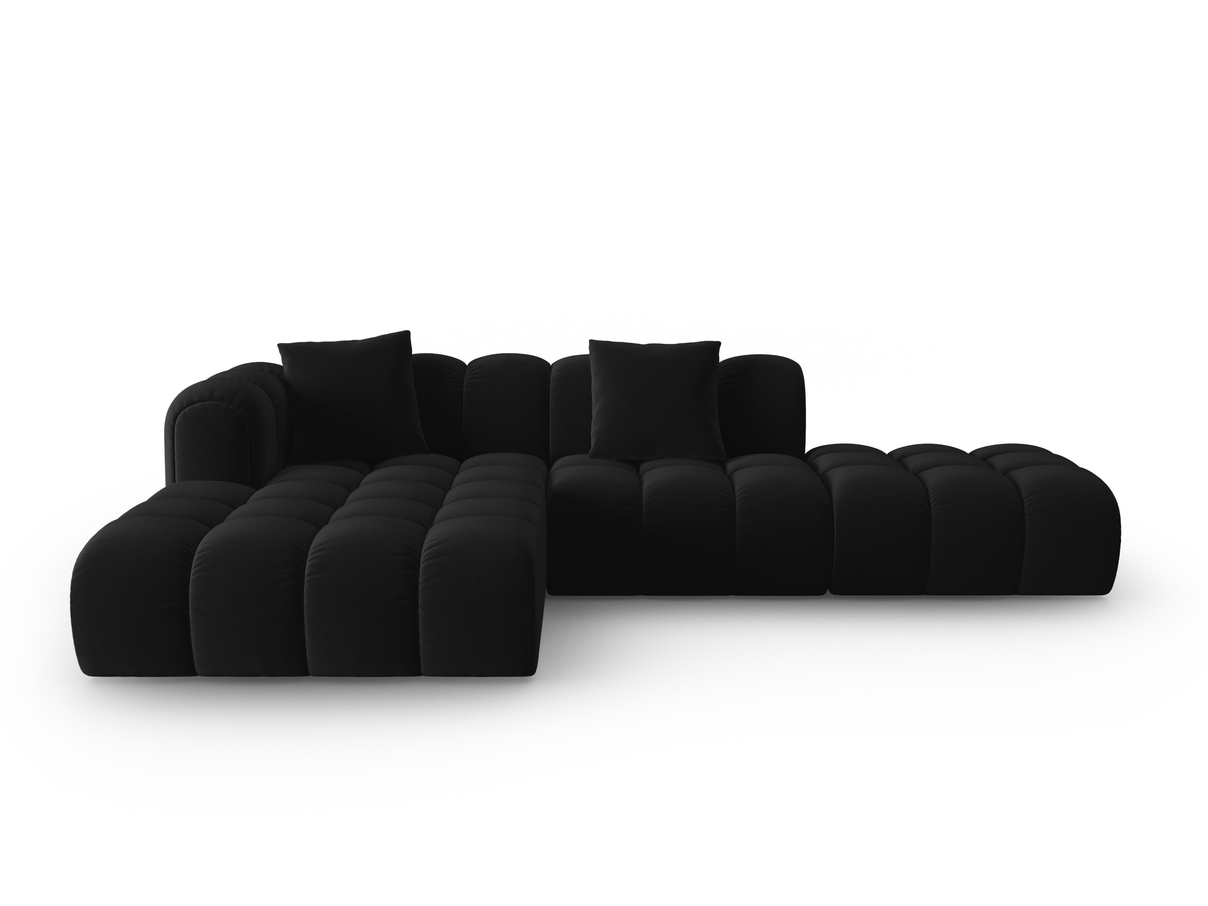 Velvet Corner Sofa Open Left Side ASTRO Black