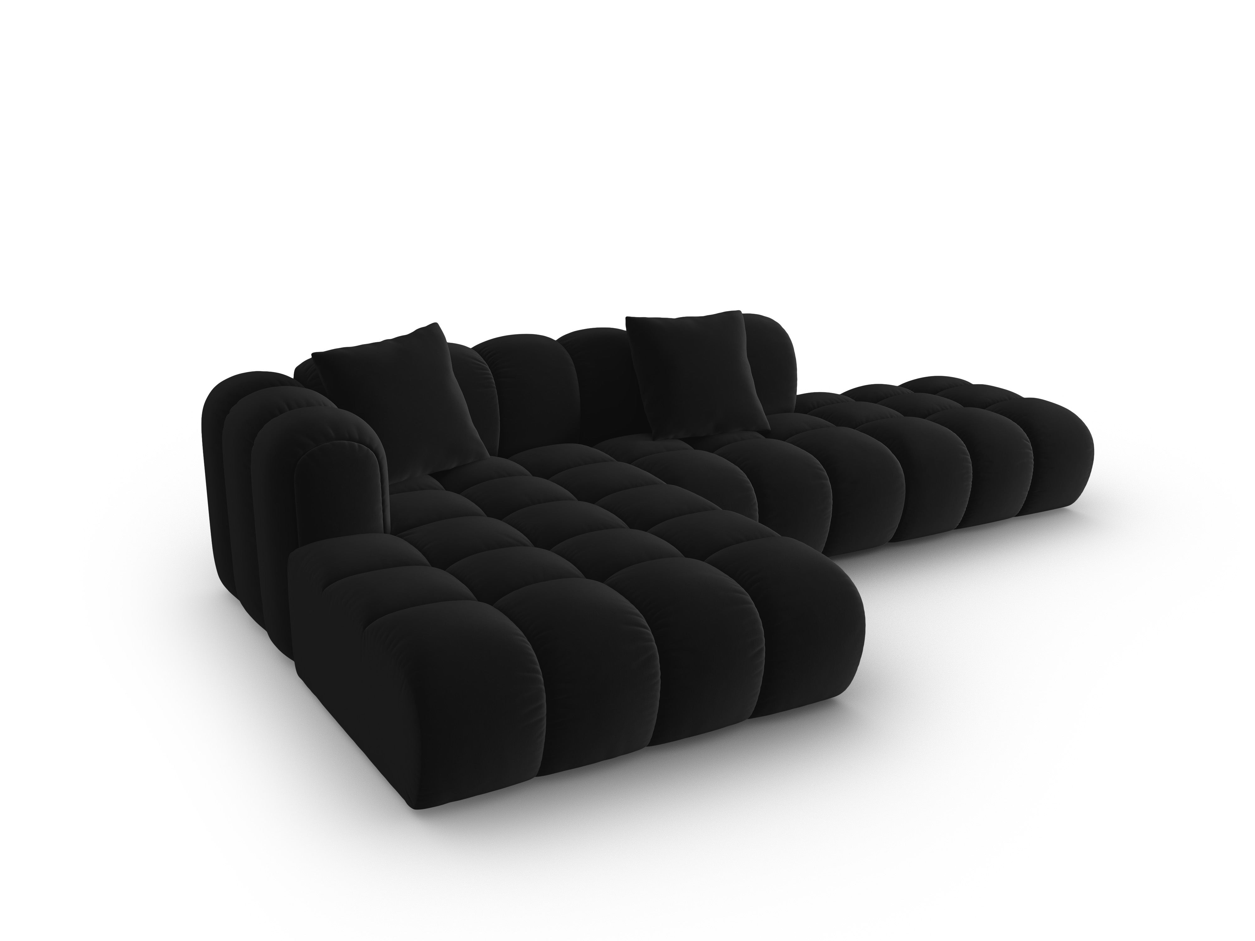 Velvet Corner Sofa Open Left Side ASTRO Black