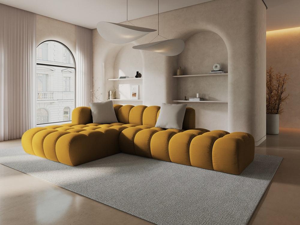 Narożnik aksamitny 5-osobowy lewostronny HALLEY żółty Windsor & Co Eye on Design