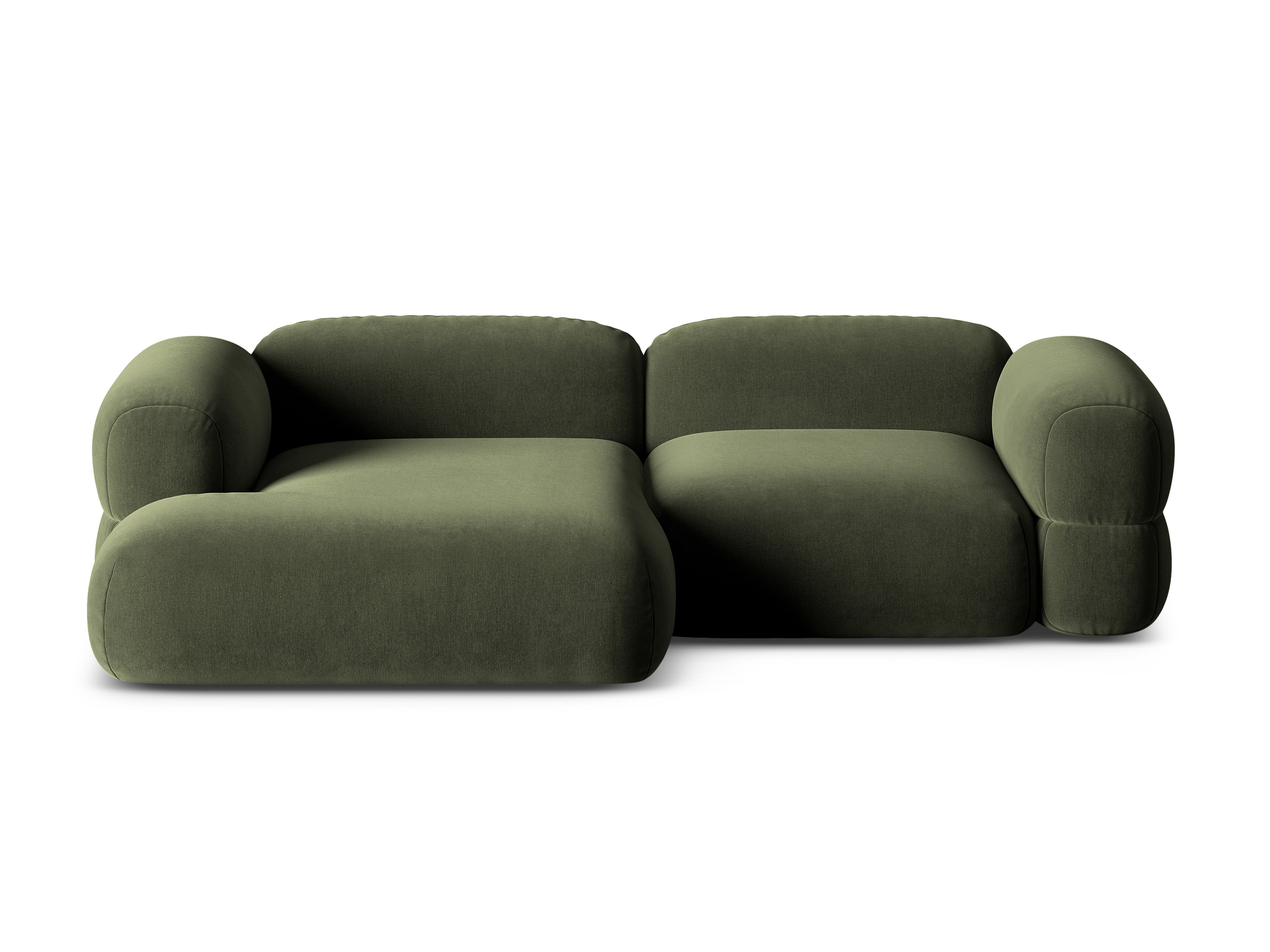Fluwelen hoekbank links ROGER olijfgroen
