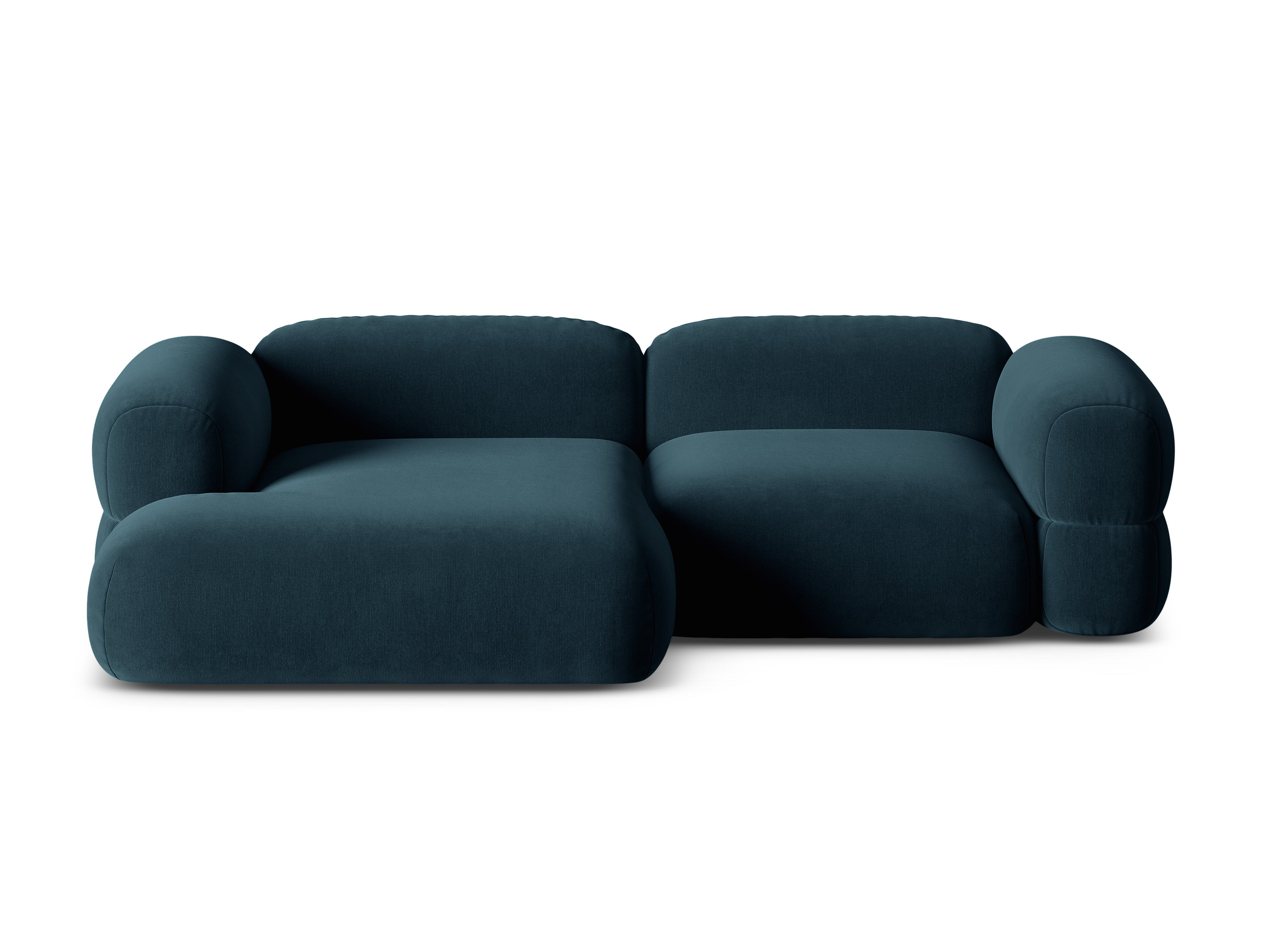 Left-facing velvet corner sofa ROGER petrol blue