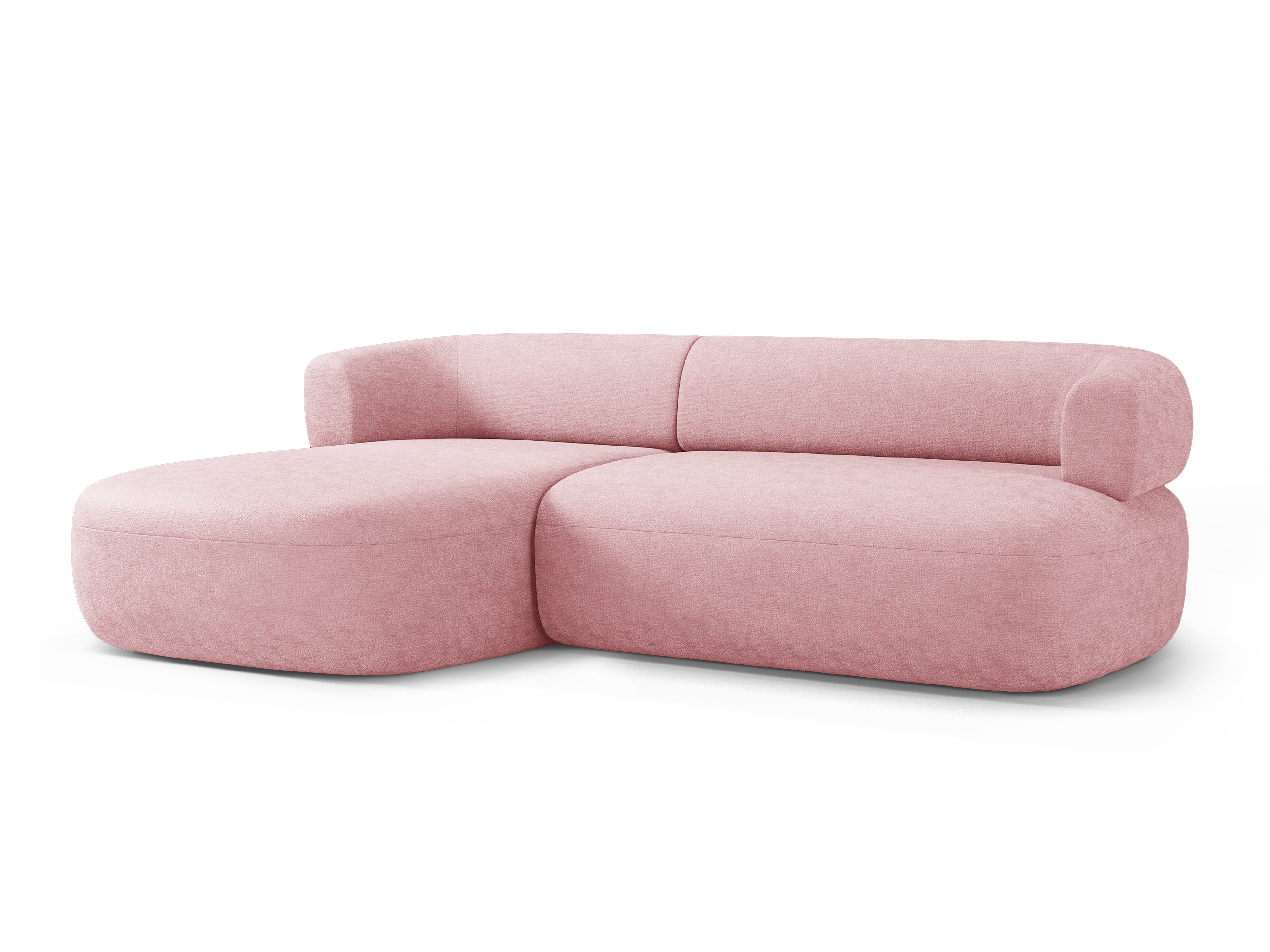 Driepersoons linkerhoekbank ALDRIN in roze chenille