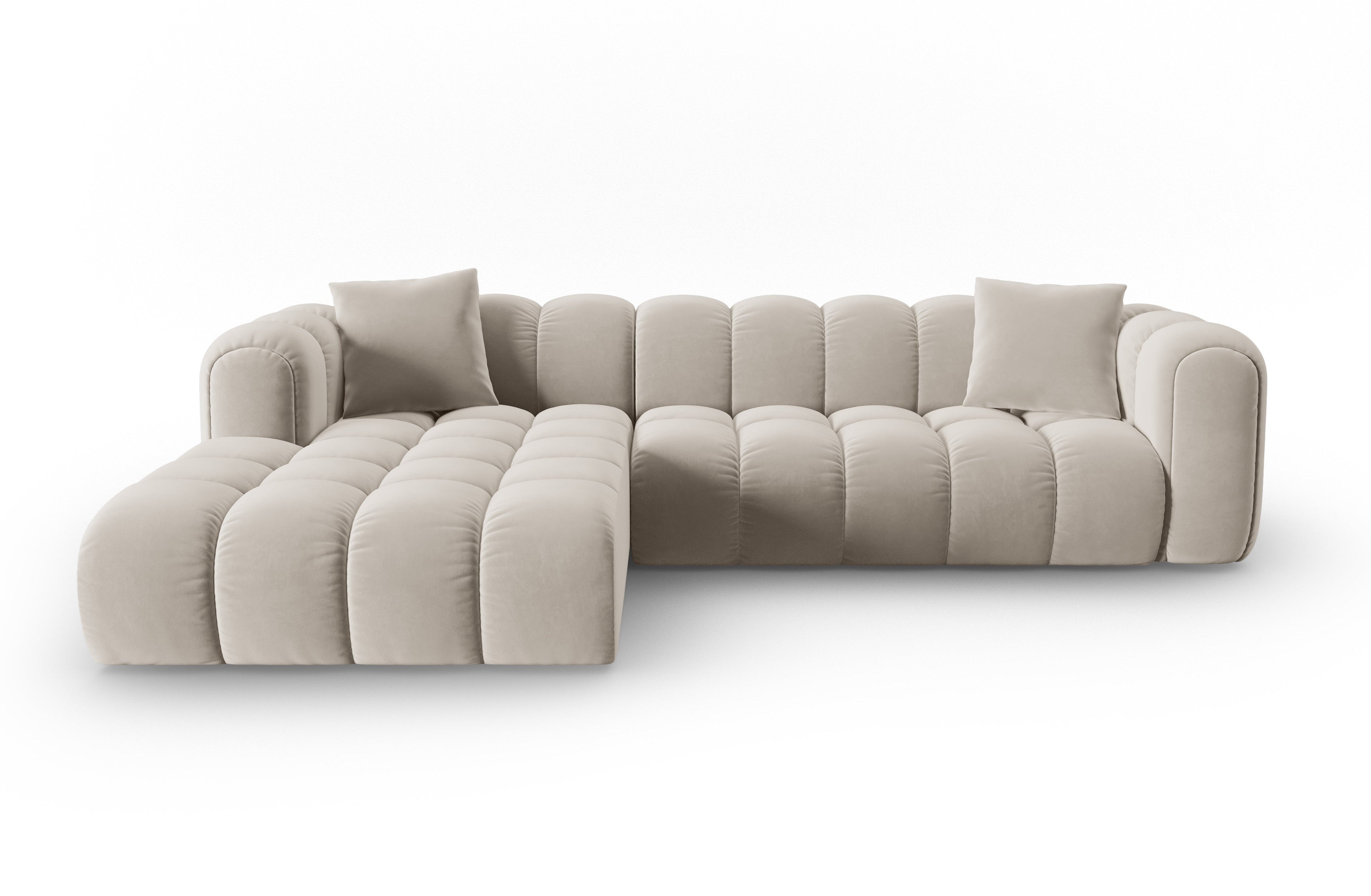 Ecru 4-persoons linkszijdige fluwelen hoekbank ASTRO