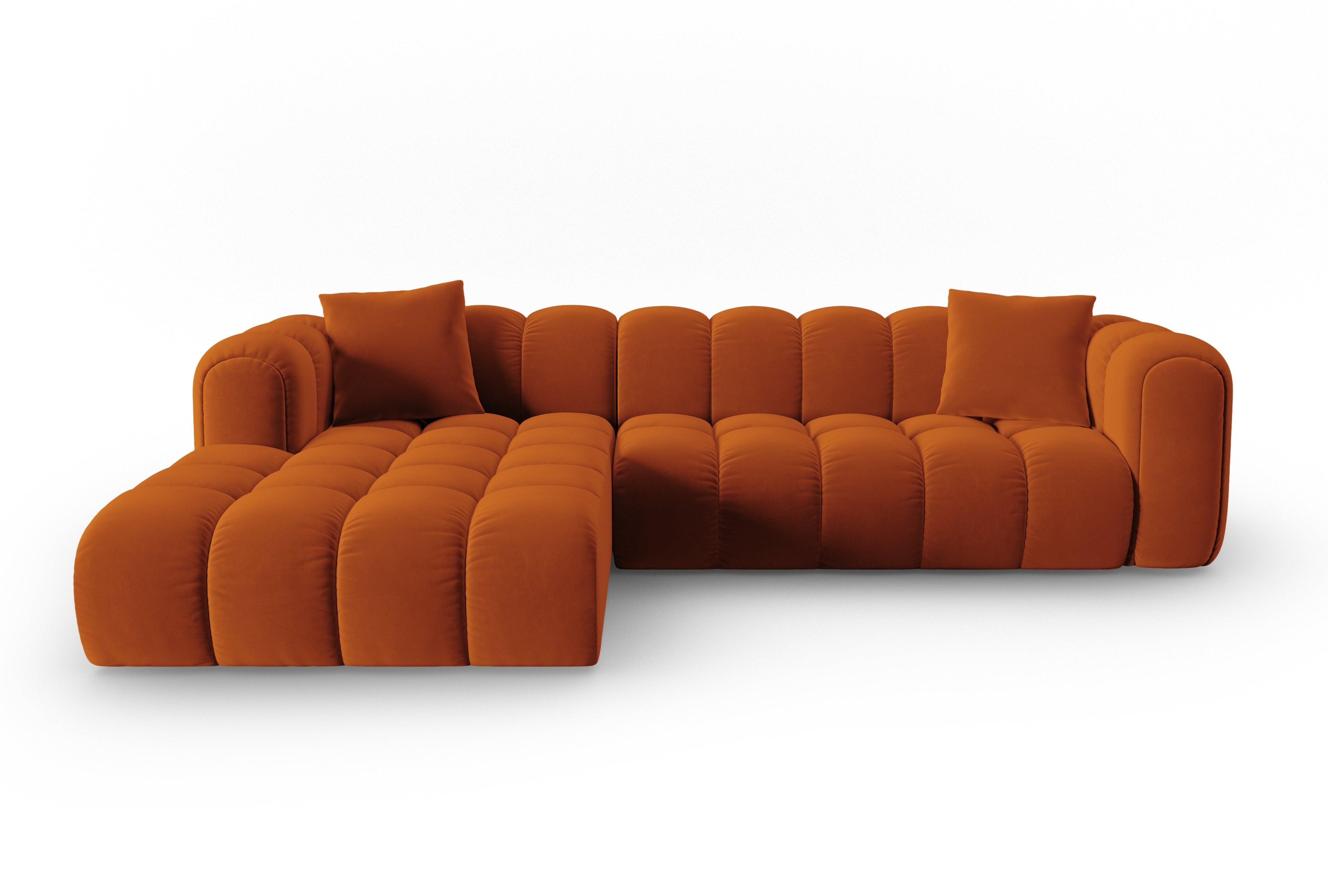 Samt-Ecksofa für 4 Personen links ASTRO rostrot