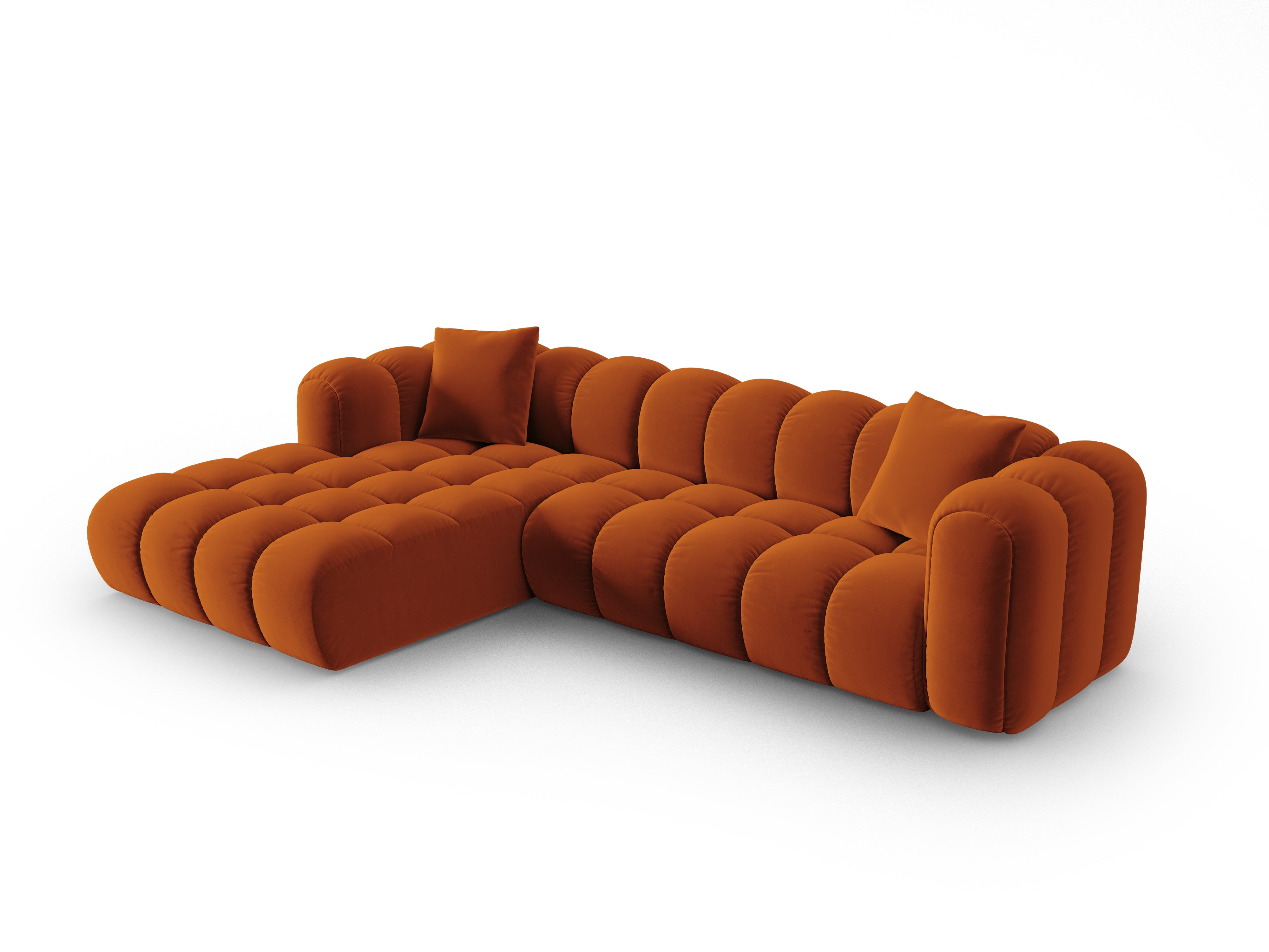 Samt-Ecksofa für 4 Personen links ASTRO rostrot